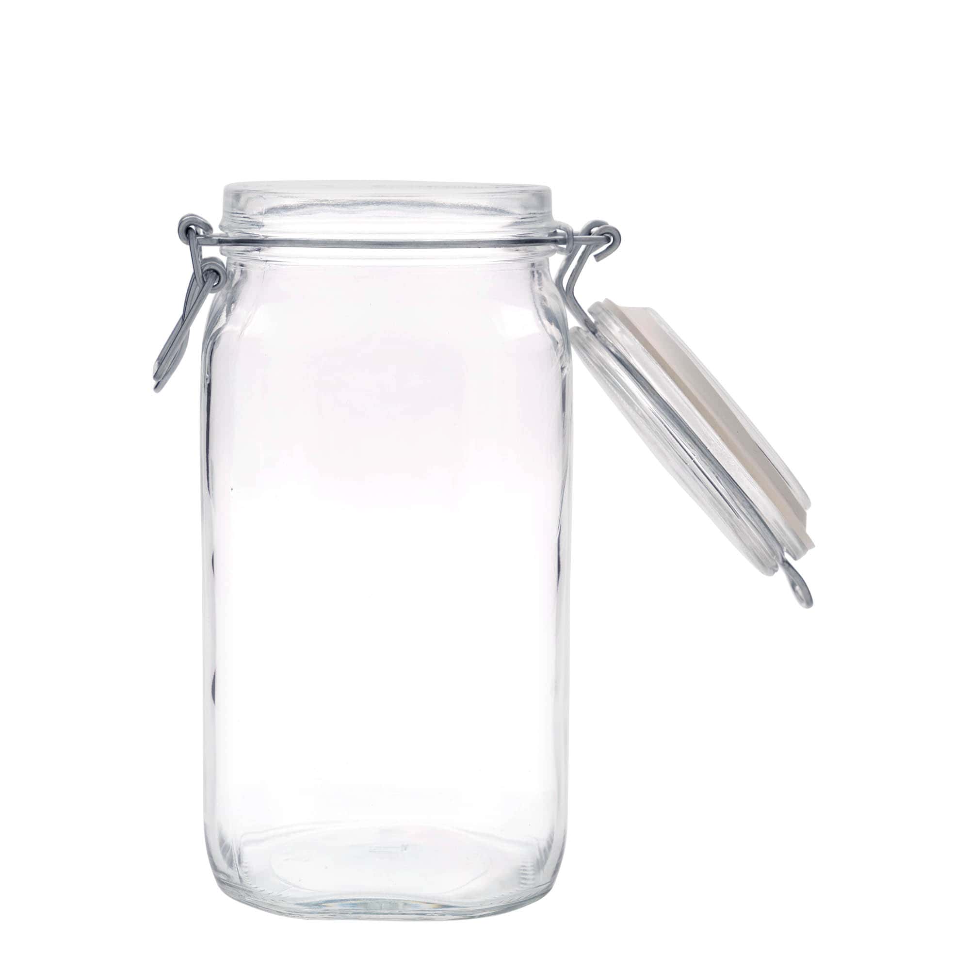1.500 ml staklena tegla s žičanim zatvaračem 'Fido', kvadratna, otvor: žičani zatvarač