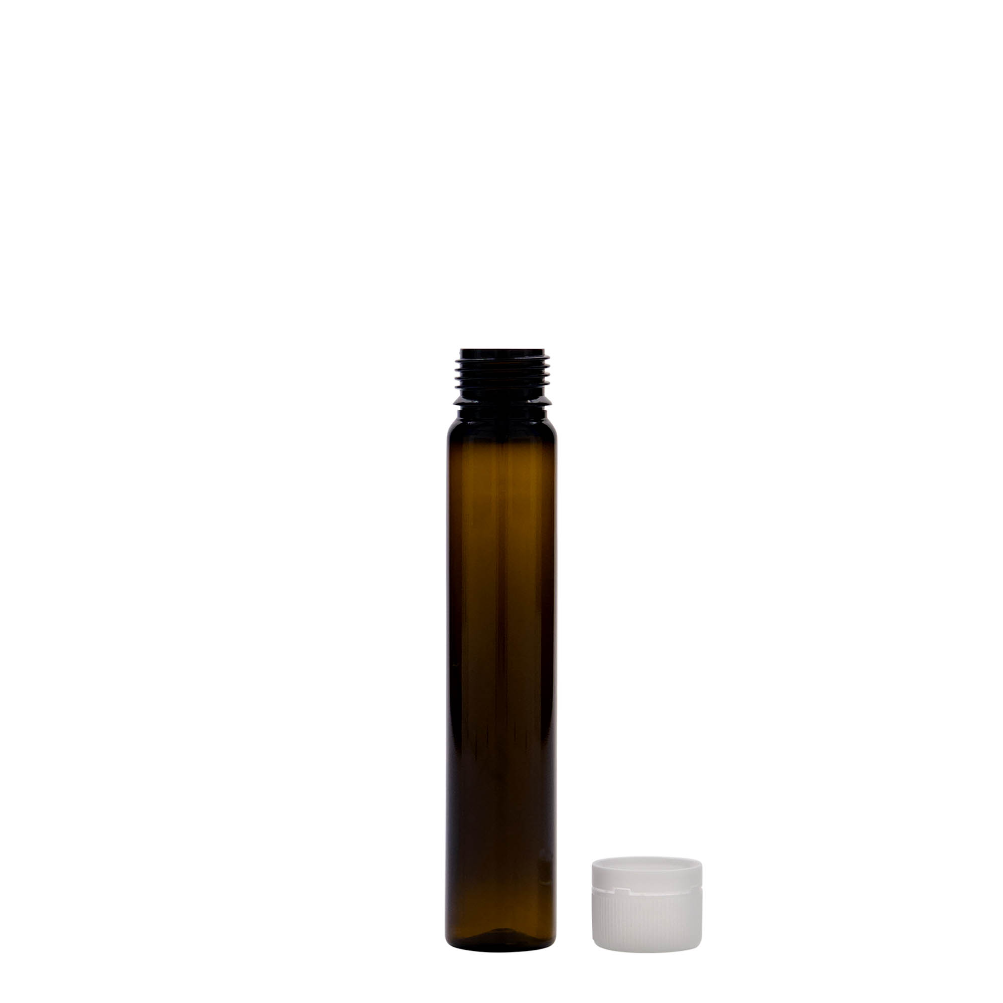 25 ml PET-cijev, plastika, smeđa, otvor: navojni zatvarač