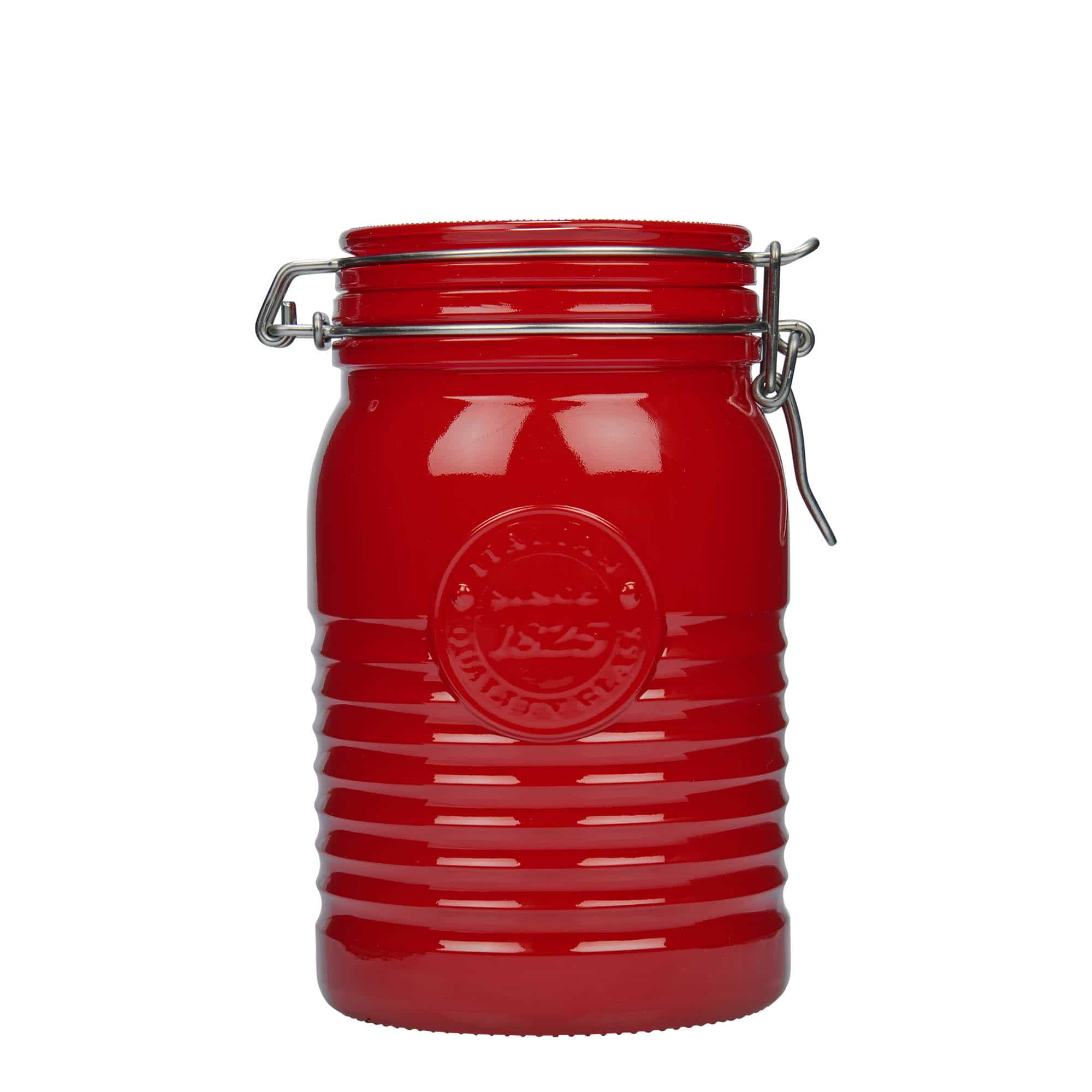 Staklenka sa hermetičkim zatvaračem 1.000 ml 'Officina 1825', crvena, otvor: Hermetički zatvarač Staklenka sa hermetičkim zatvaračem 1.000 ml 'Officina 1825', crvena, otvor: Hermetički zatvarač