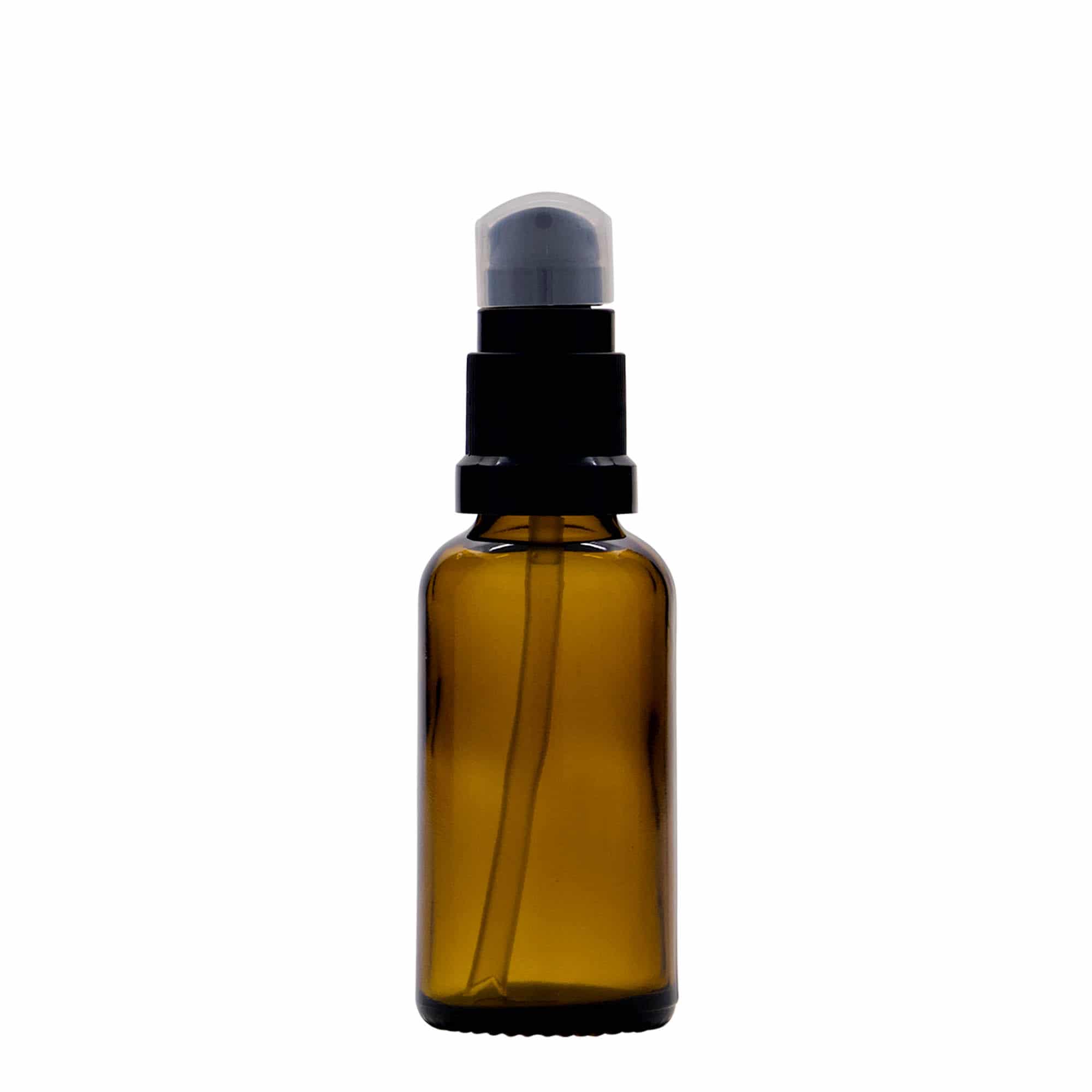 Medicinska flaša sa pumpicom za losion 30 ml, staklo, smeđa, otvor: DIN 18 Medicinska flaša sa pumpicom za losion 30 ml, staklo, smeđa, otvor: DIN 18