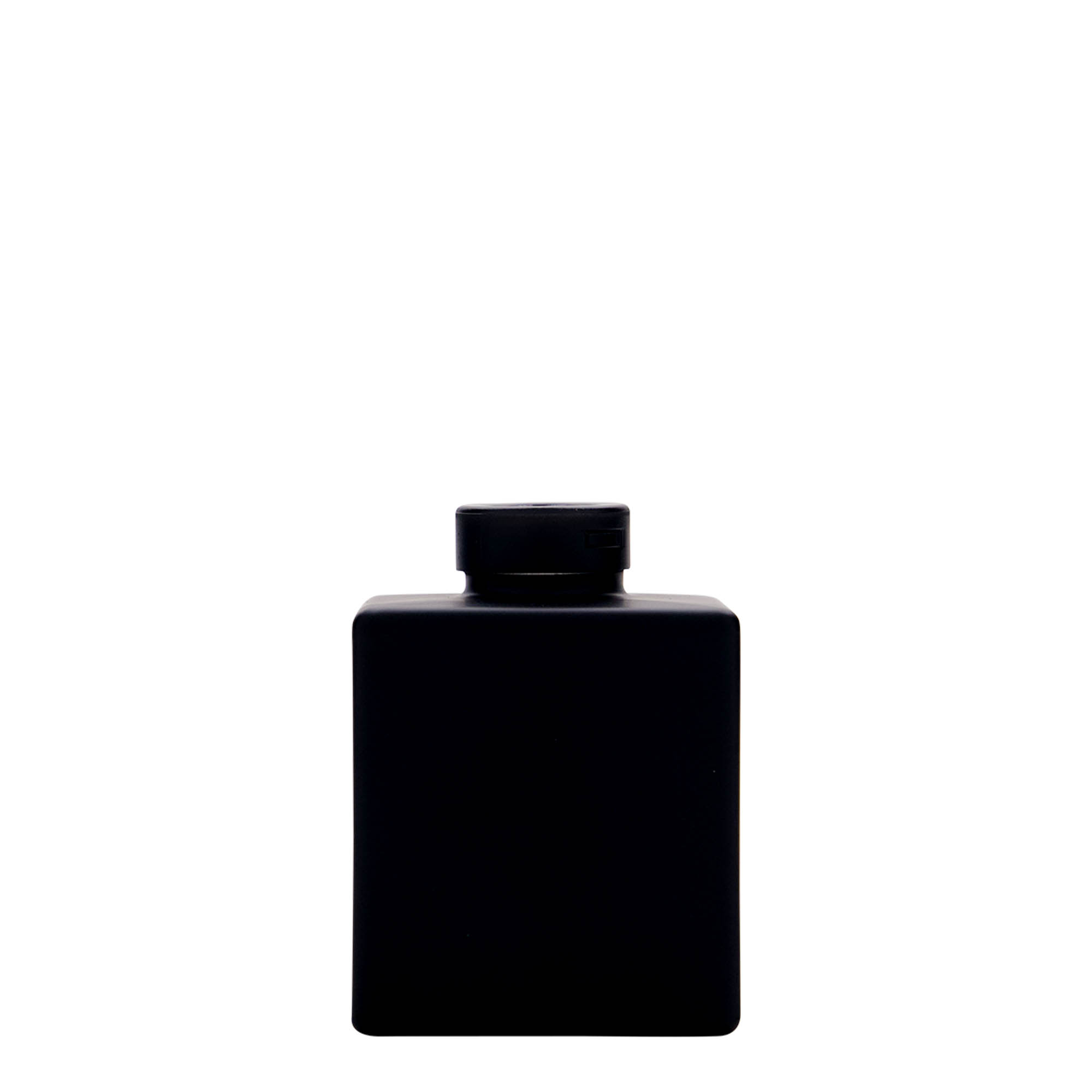 100 ml staklena boca 'Cube', kvadratna, crna, grlo: pluta