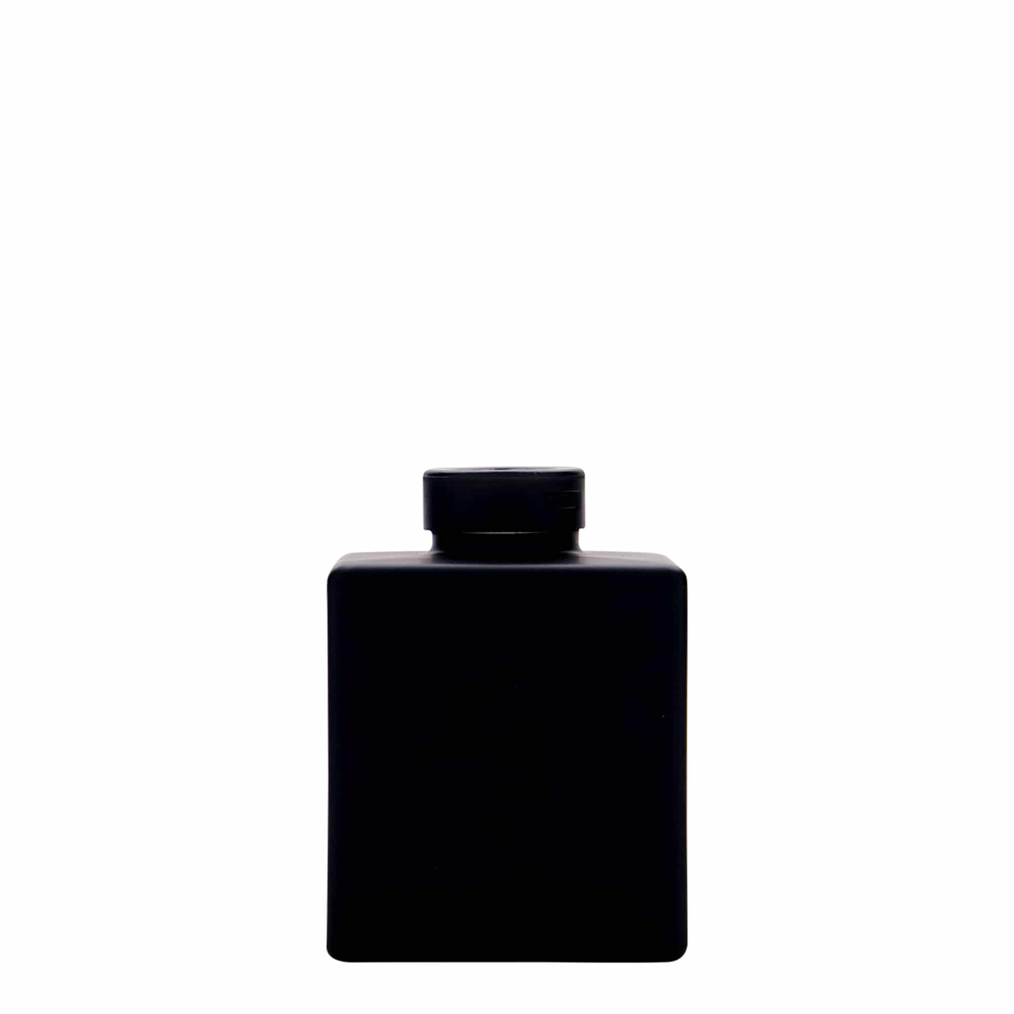100 ml staklena boca „Cube“, kvadratna, crna, grlo: pluta