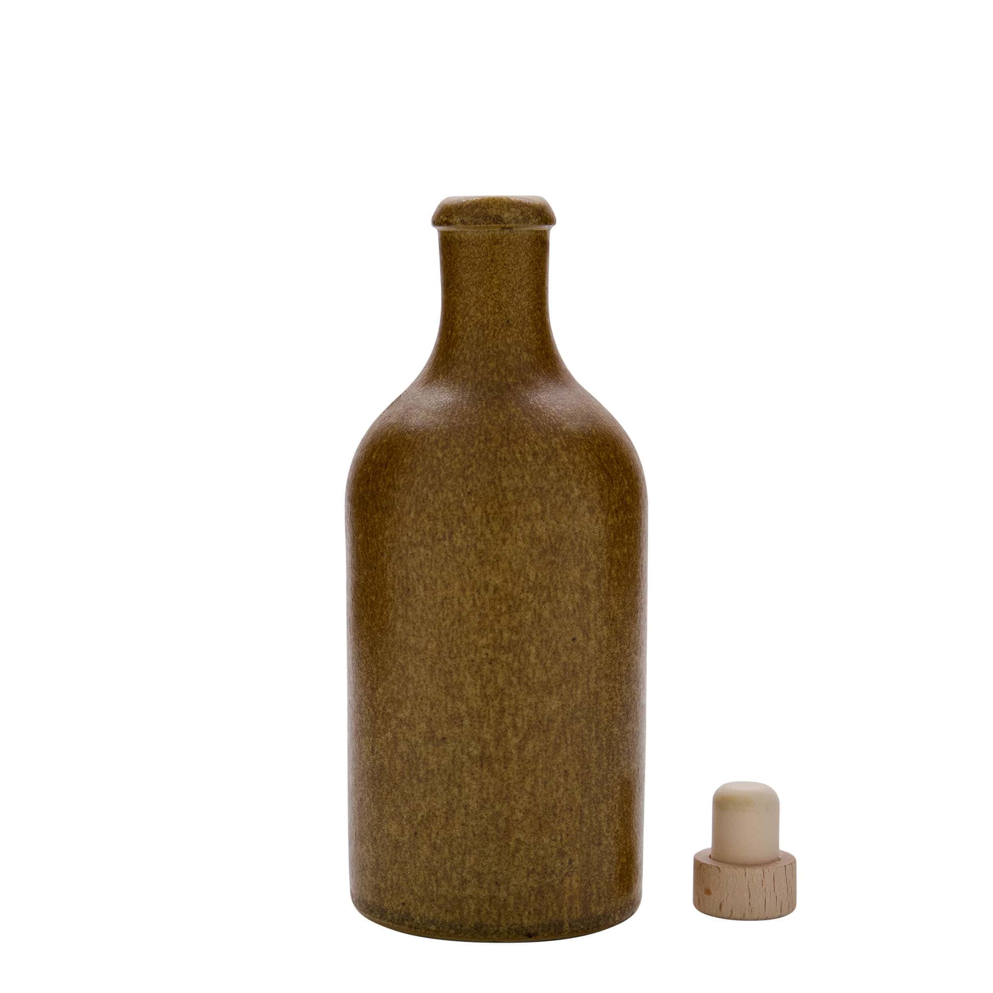 500 ml glineni vrč, kamenina, smeđe-kristalni, otvor: pluta