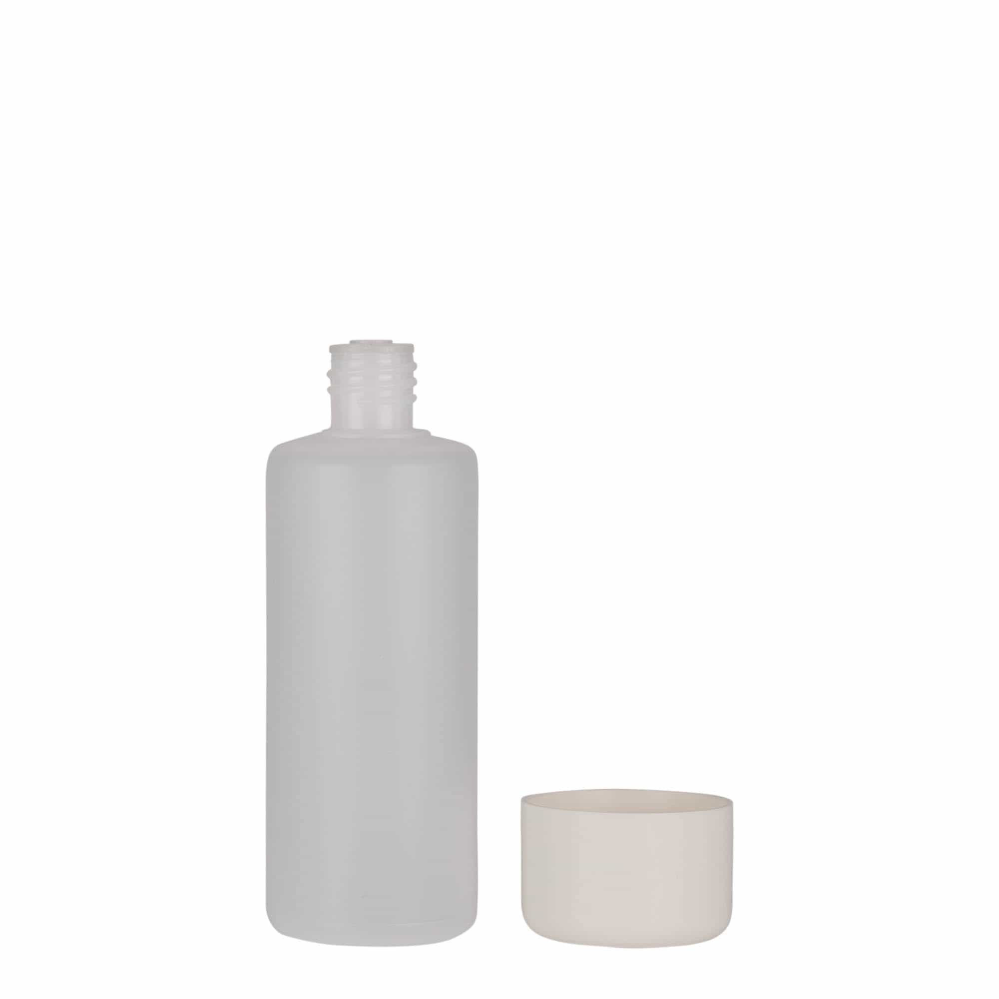 Okrugla flaša 100 ml, PE plastika, prirodna, otvor: Navojni zatvarač