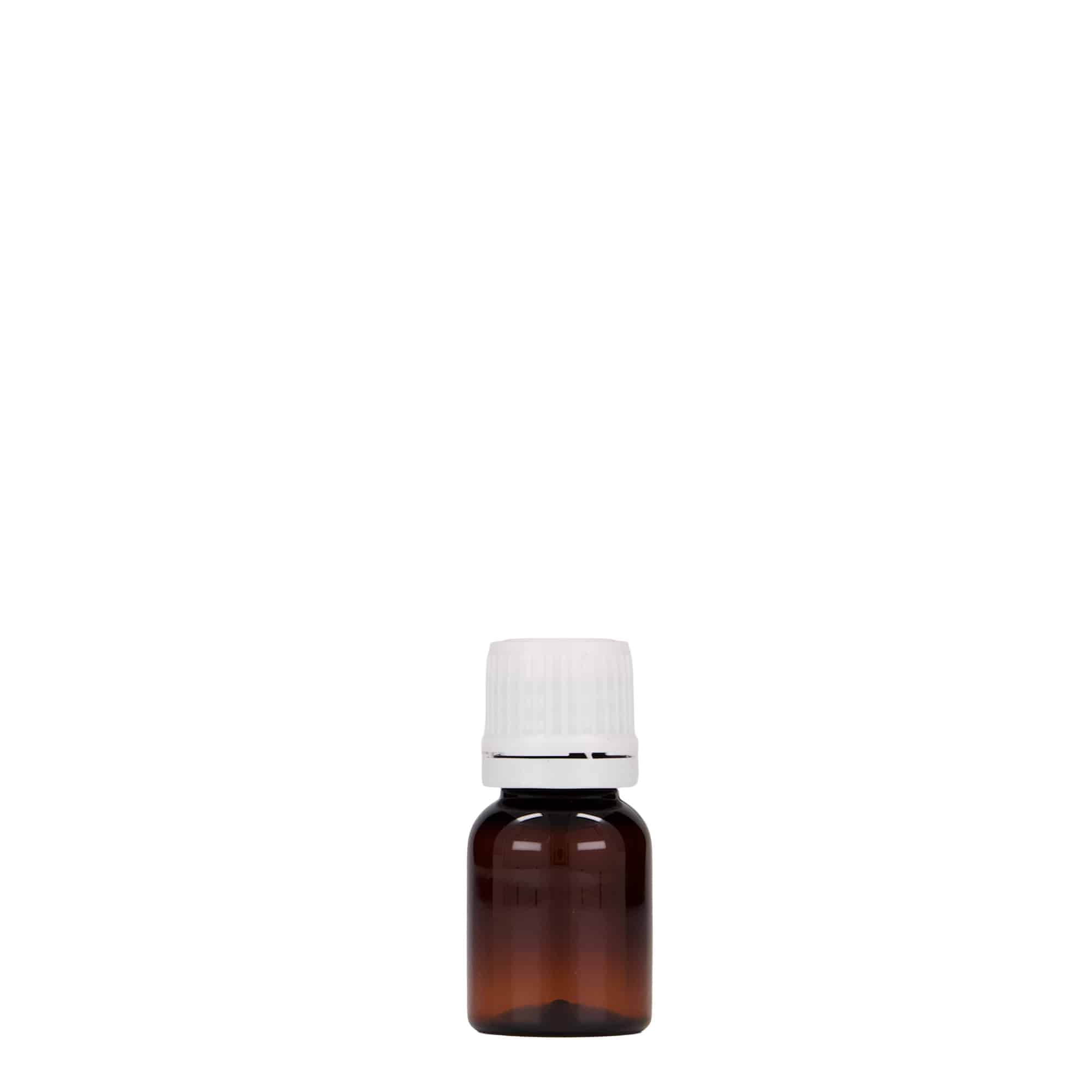 10 ml PET-medicinska boca 'Easy Living', smeđa, plastika, grlo: DIN 18