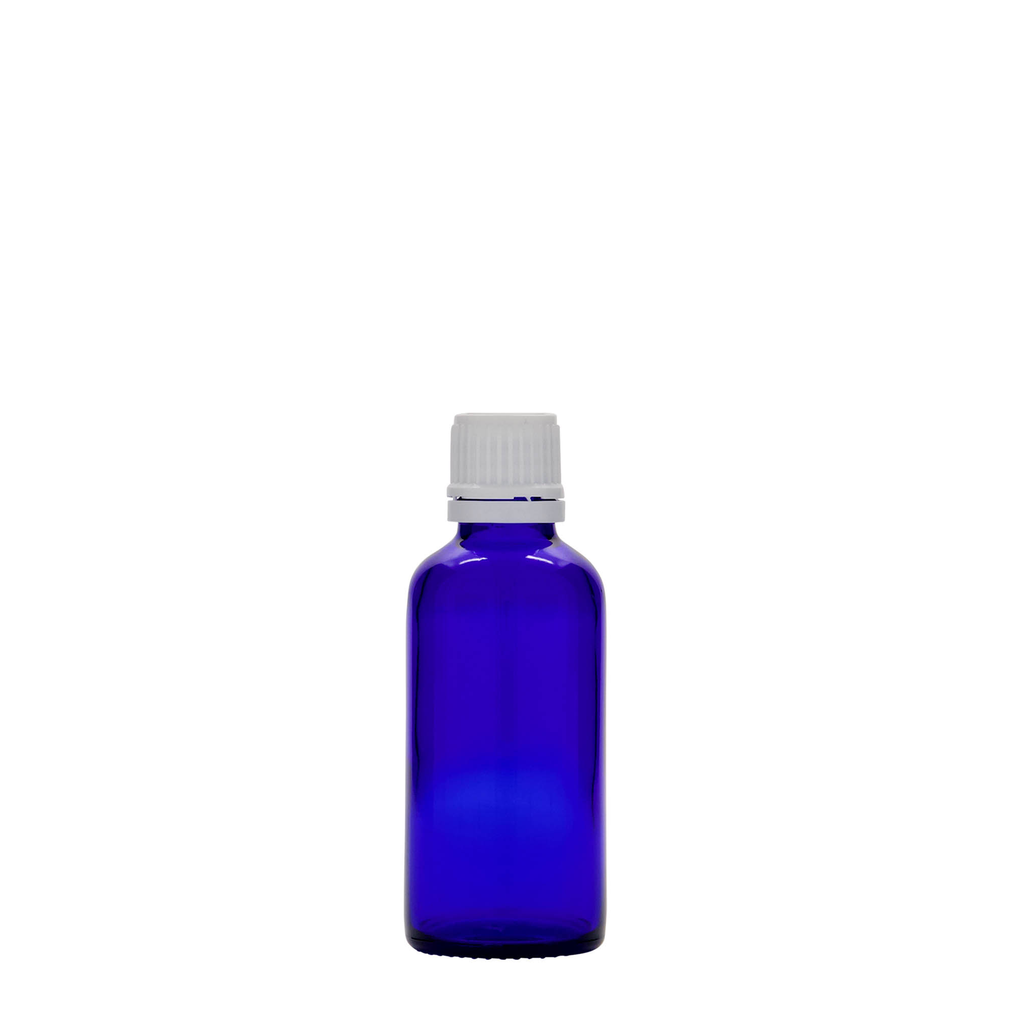 Medicinska flaša 50 ml, staklo, kraljevsko plava, otvor: DIN 18