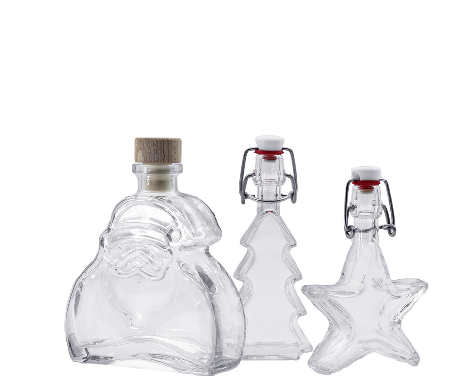 Božićne flaše. Tri ukrasne boce za Božić