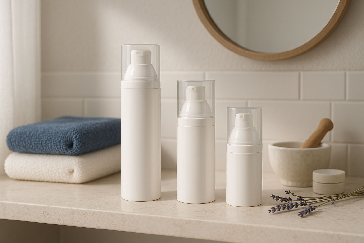 Airless Dispenser pumpa glava 'Mezzo', PP-plastika, bijela Airless Dispenser pumpa glava 'Mezzo', PP-plastika, bijela