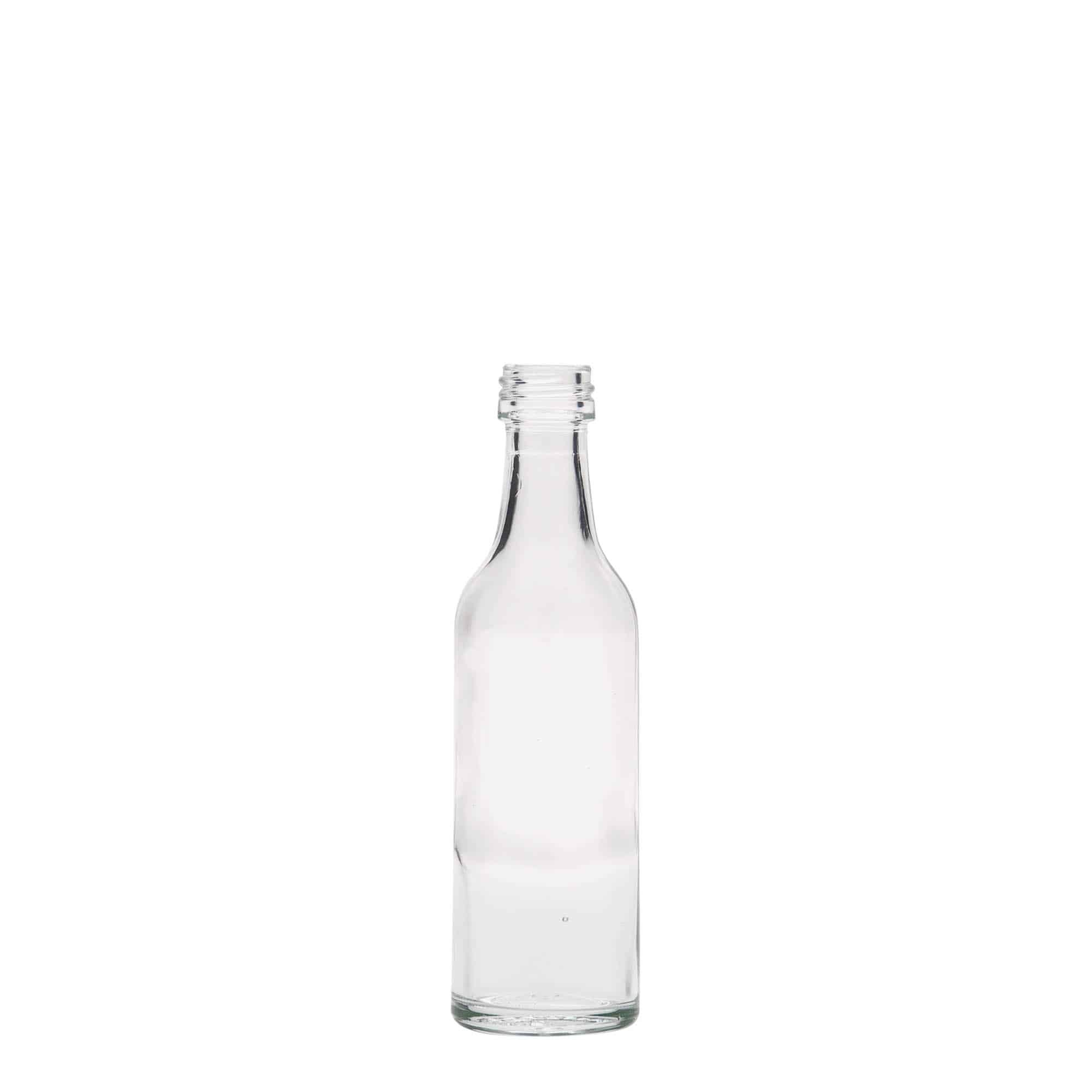 Staklena flaša sa ravnim vratom 50 ml, otvor: PP 28