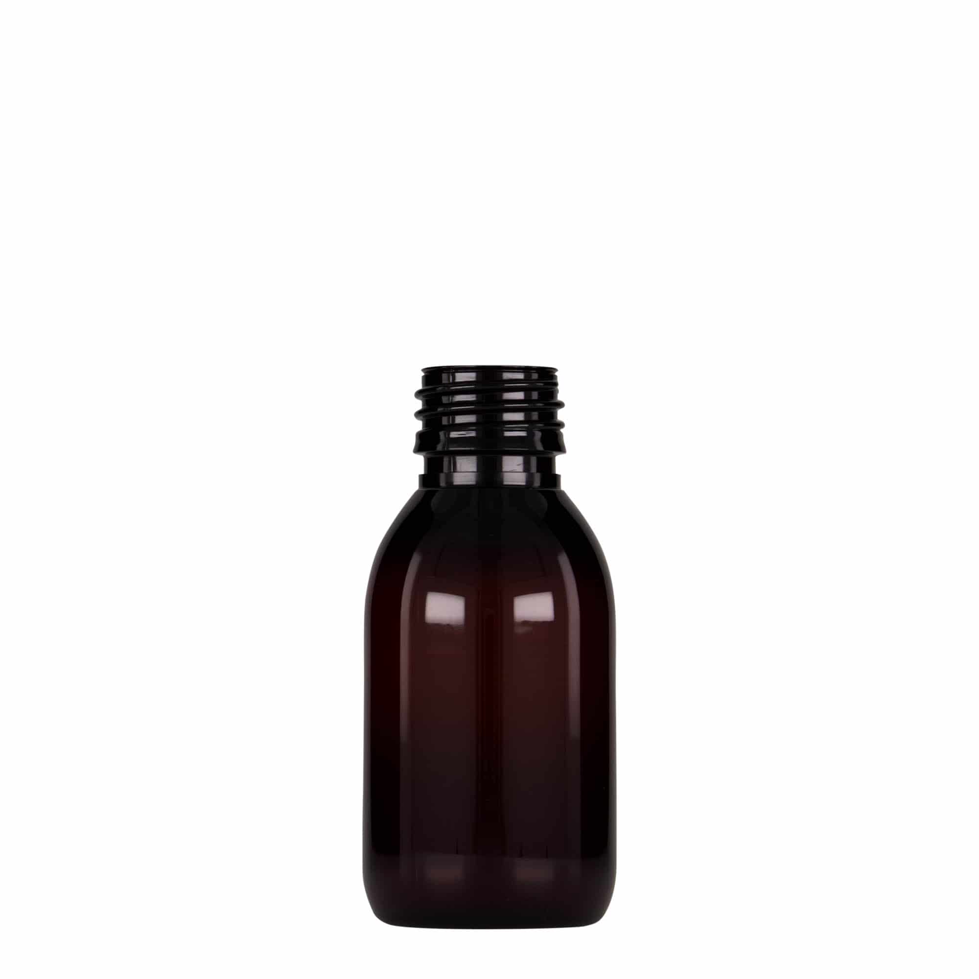 100 ml PET medicinska boca, smeđa, plastika, grlo: PP 28