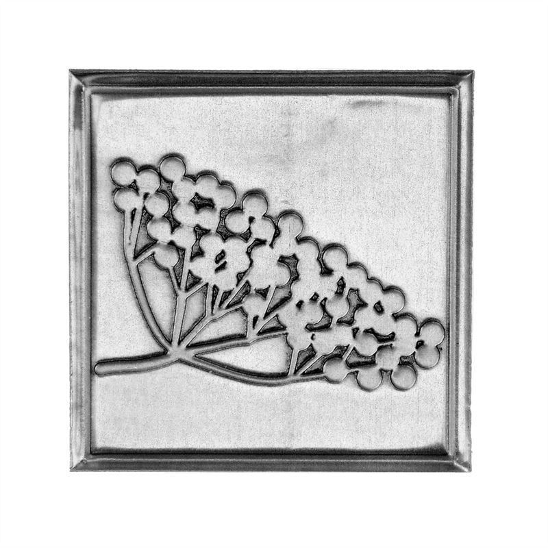 Limena etiketa 'Bazga', kvadratna, metal, srebrna
