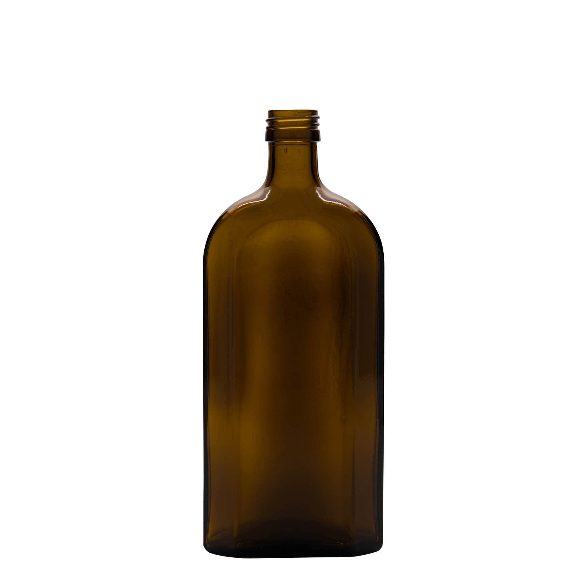 500 ml medicinska boca Meplat, ovalna, staklena, smeđa, otvor: PP 28