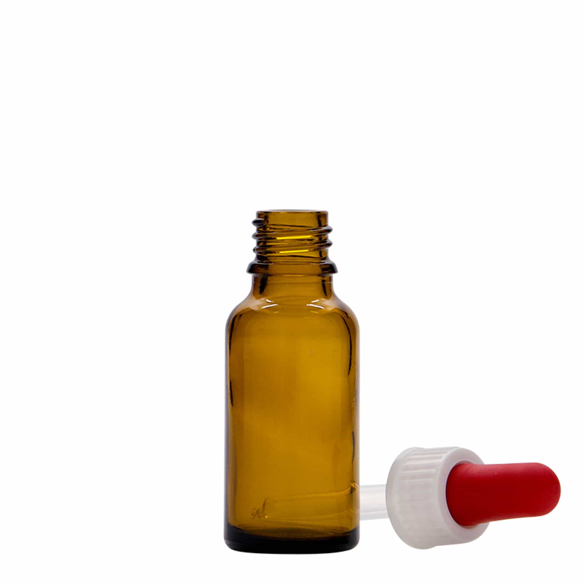 20 ml bočica s pipetom za medicinu, staklena, smeđa, grlo: DIN 18