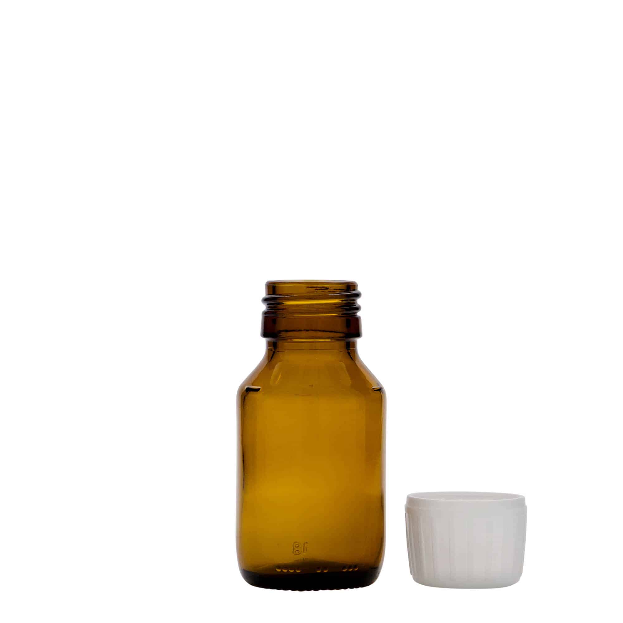 Medicinska flaša 50 ml, smeđa, staklo, otvor: PP 28
