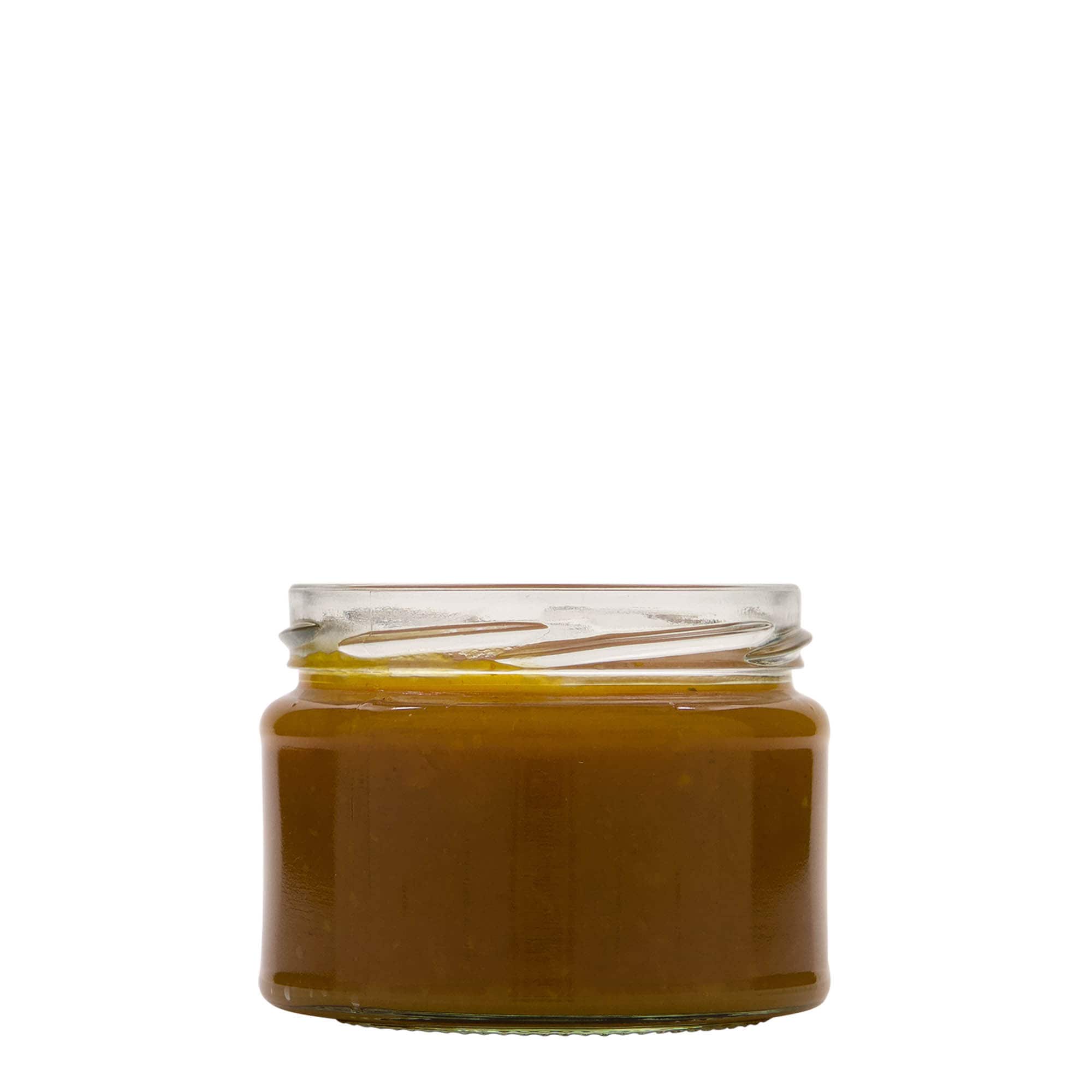 280 ml pljosnata okrugla staklena posuda, otvor: Twist-Off (TO 82)