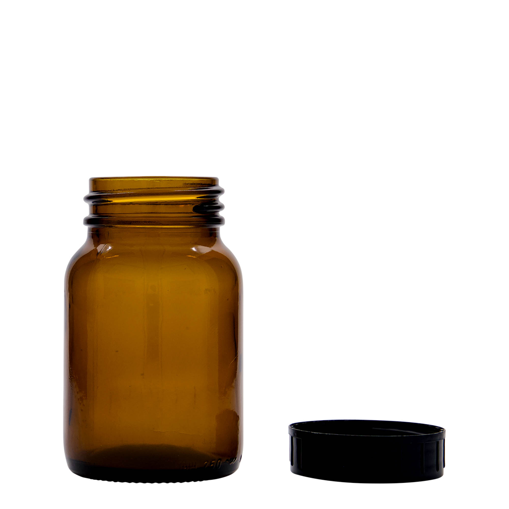 Staklenka sa širokim vratom 250 ml, smeđa, otvor: DIN 55