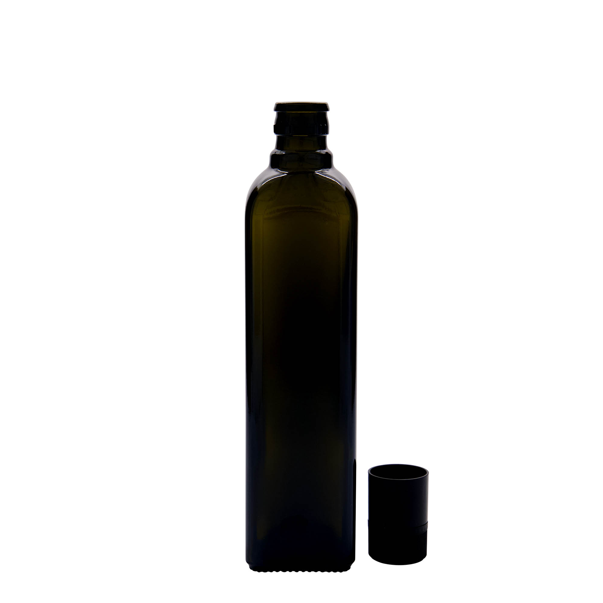 500 ml boca za ocat/ulje „Quadra“, staklo, kvadratna, antikno zelena, grlo: DOP