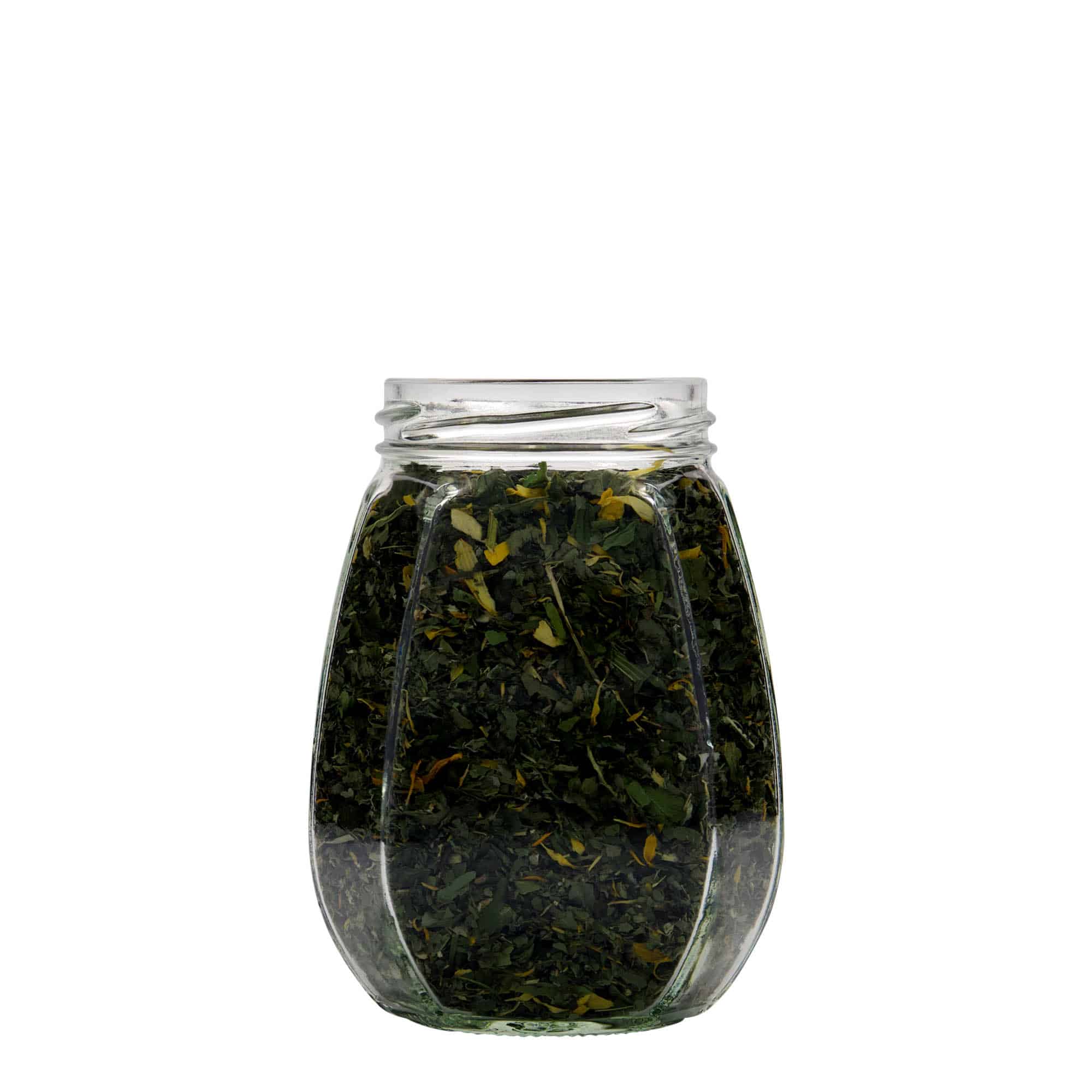 Ukrasna staklenka 385 ml, šestougla, otvor: Twist-Off (TO 63)