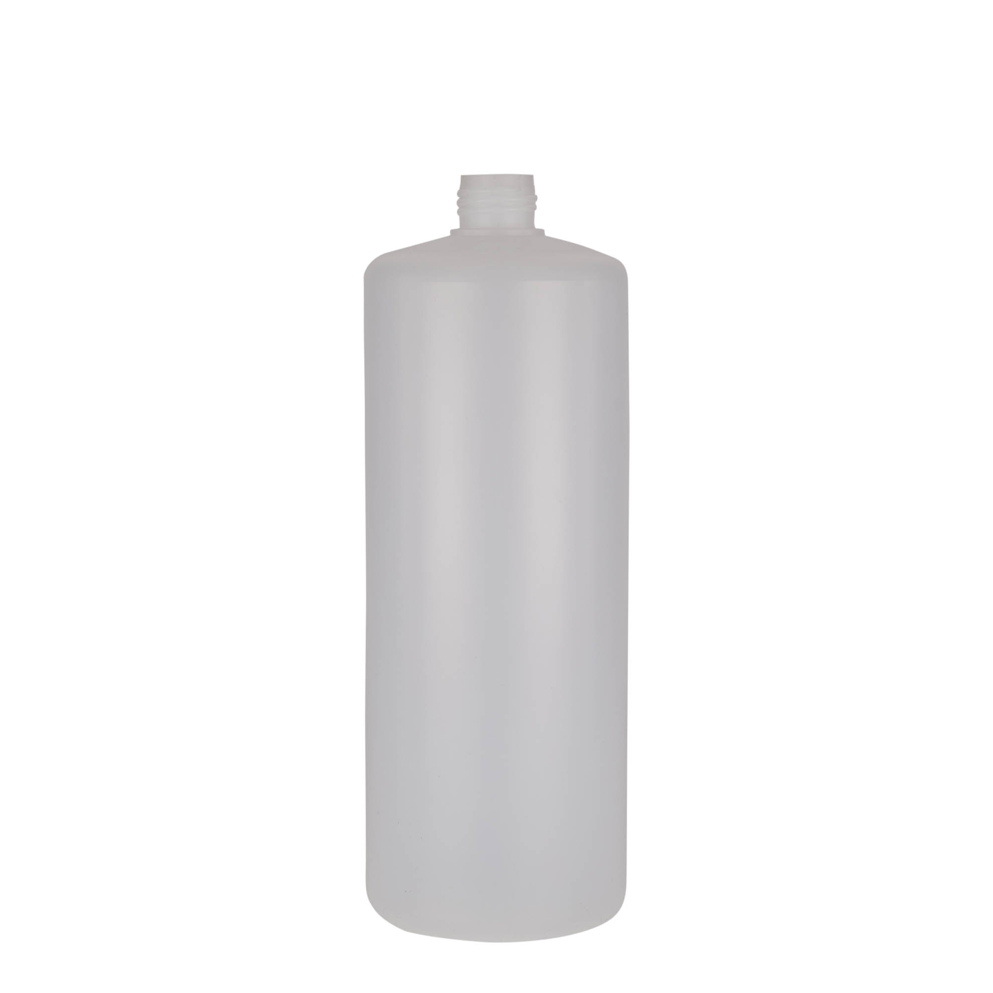 Okrugla flaša 1.000 ml, PE plastika, prirodna, otvor: Navojni zatvarač Okrugla flaša 1.000 ml, PE plastika, prirodna, otvor: Navojni zatvarač
