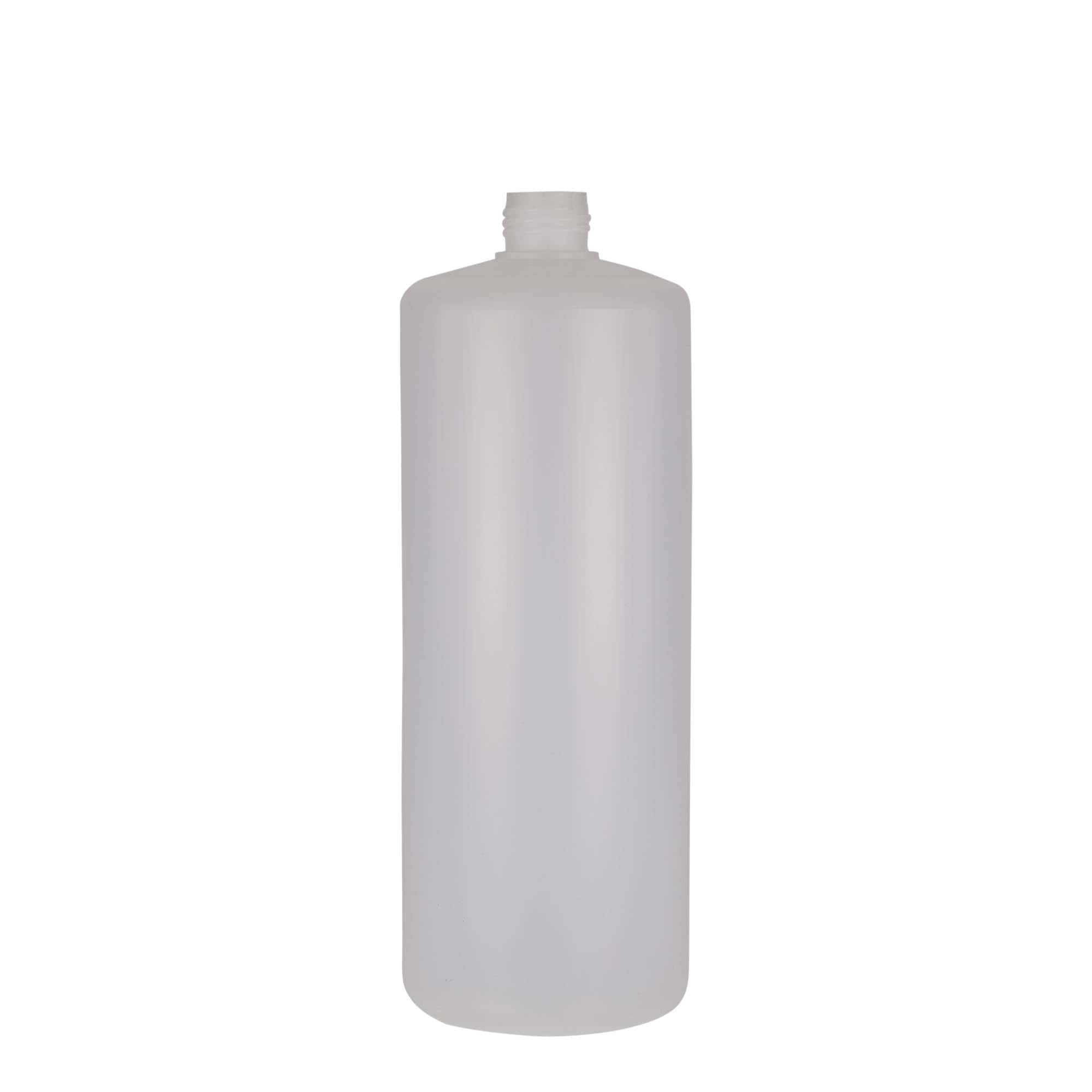 Okrugla flaša 1.000 ml, PE plastika, prirodna, otvor: Navojni zatvarač