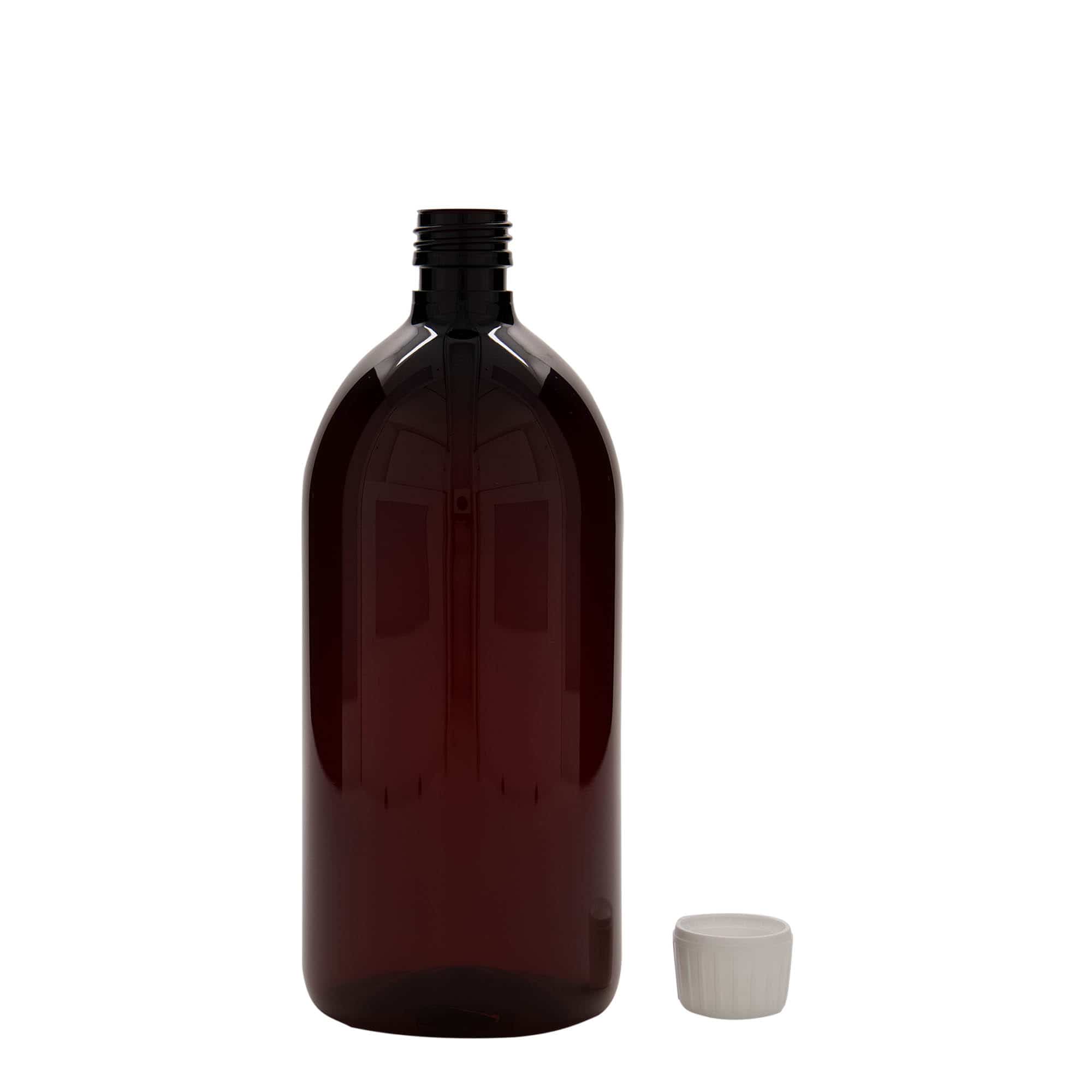 PET medicinska flaša 1.000 ml, smeđa, plastika, otvor: PP 28