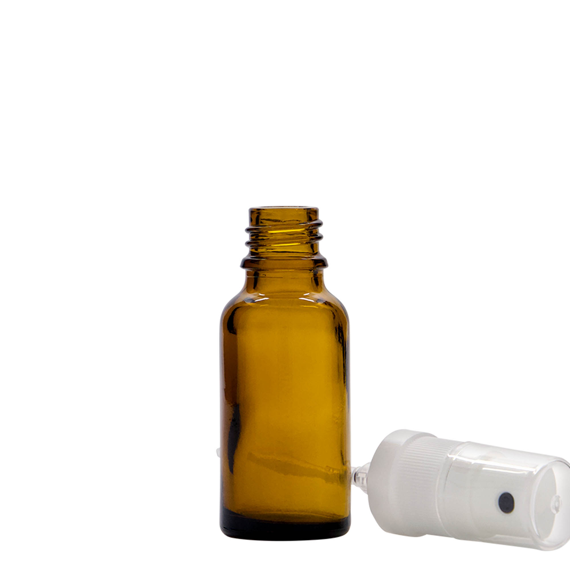 20 ml sprej boca za medicinu, staklena, smeđa, grlo: DIN 18