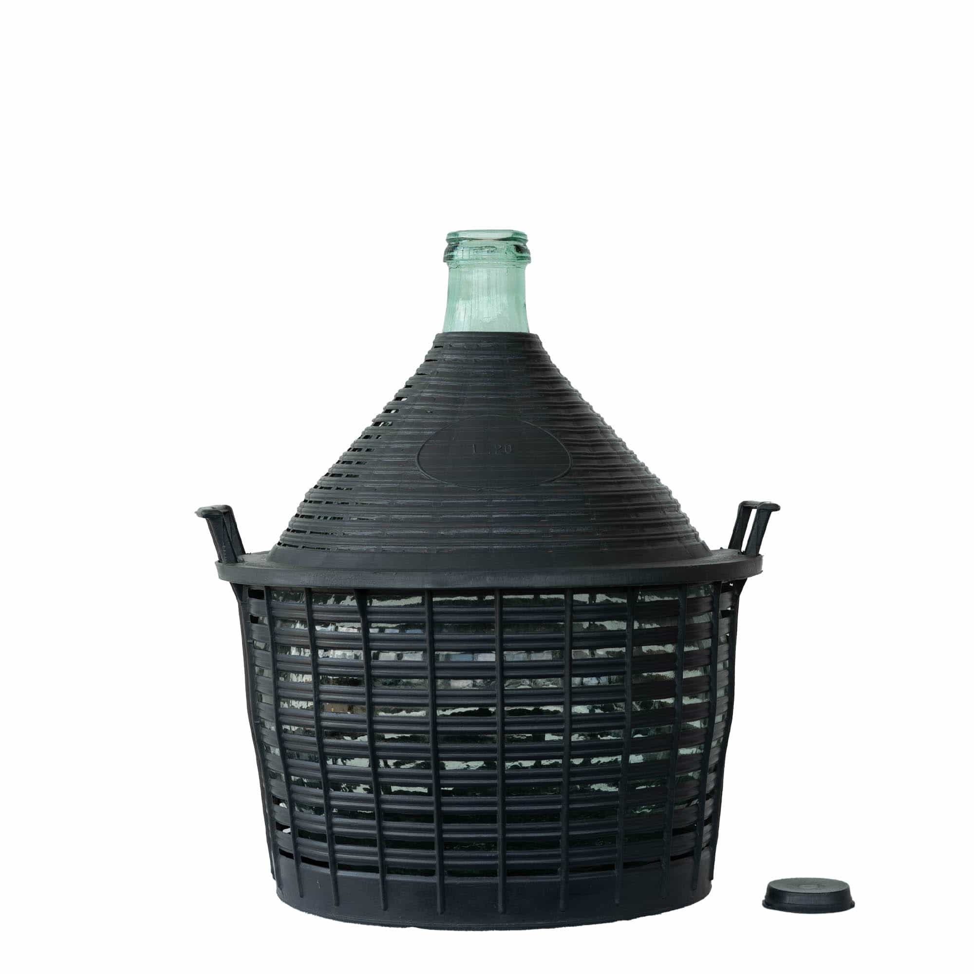 20 l balonska boca uskog grla, staklo, otvor: poklopac na navlaku