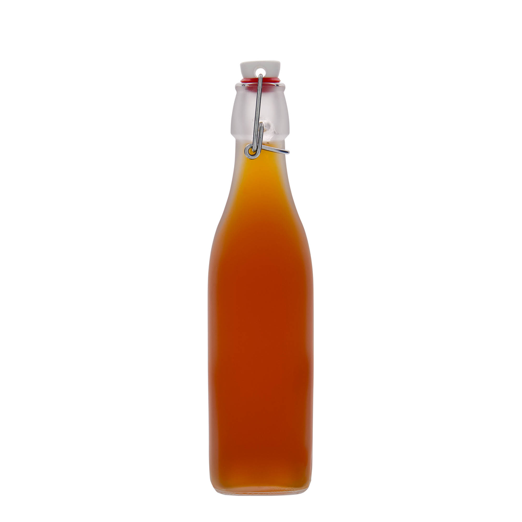 500 ml staklena boca 'Swing, kvadratna, bijela, grlo: zatvarač s kopčom' 500 ml staklena boca 'Swing, kvadratna, bijela, grlo: zatvarač s kopčom'