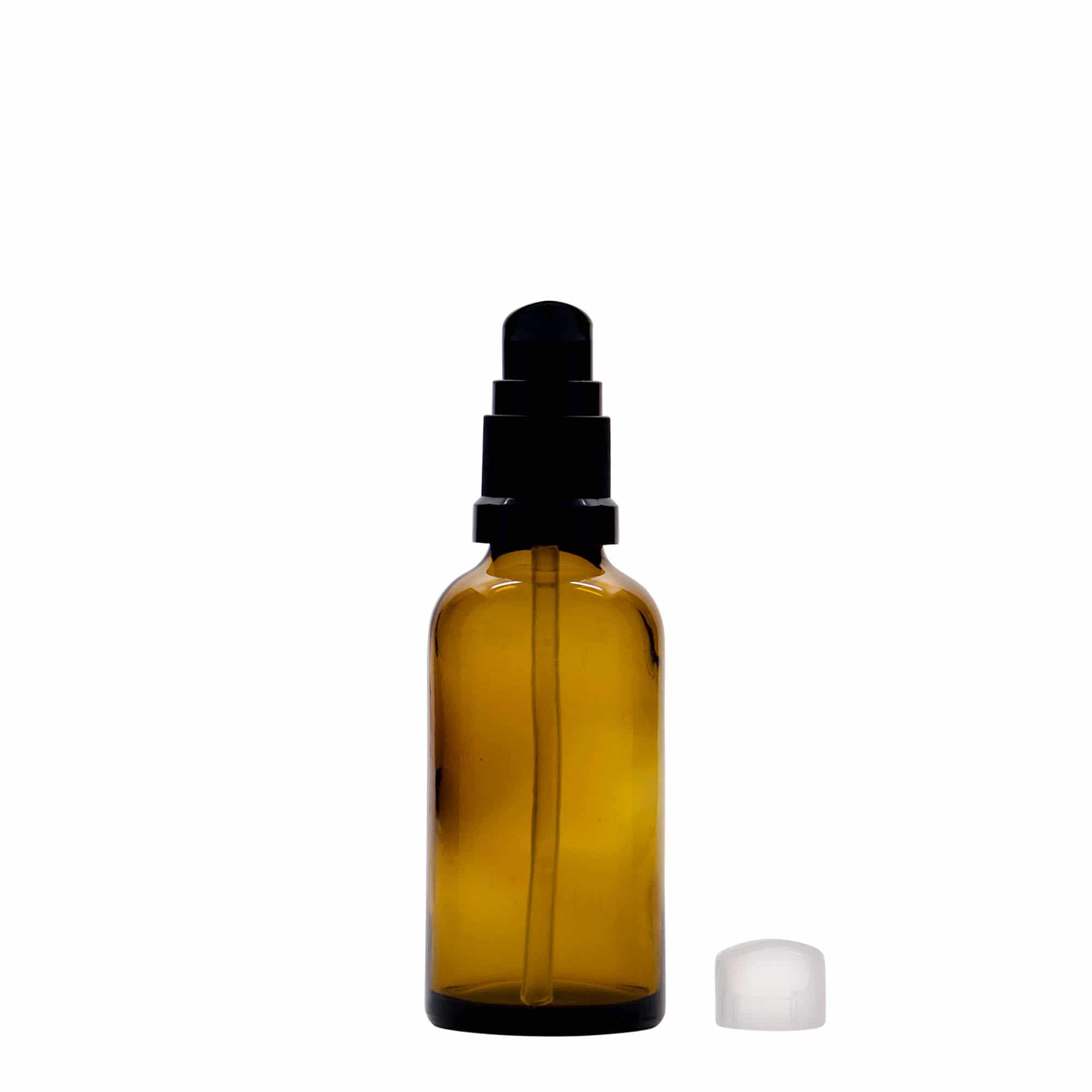 Medicinska flaša sa pumpicom za losion 50 ml, staklo, smeđa, otvor: DIN 18