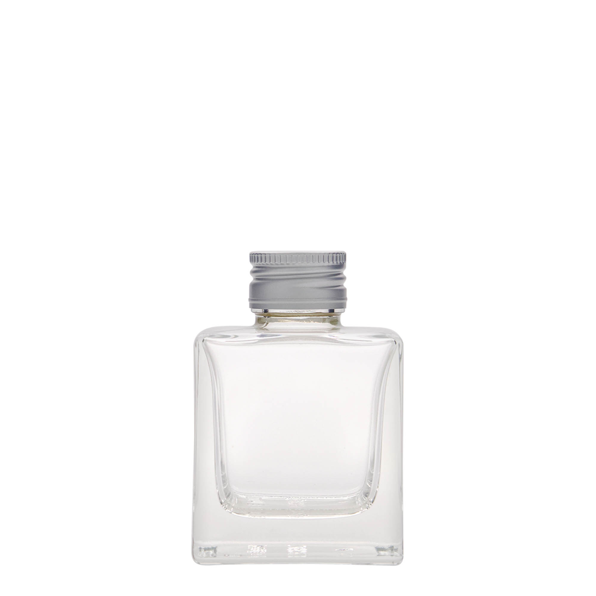 100 ml staklena boca 'Cube', kvadratna, grlo: PP 28