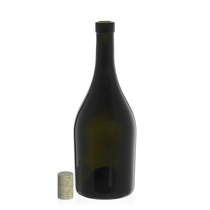 Flaša za vino 750 ml 'Exclusive', antikno zelena, otvor: Pluto