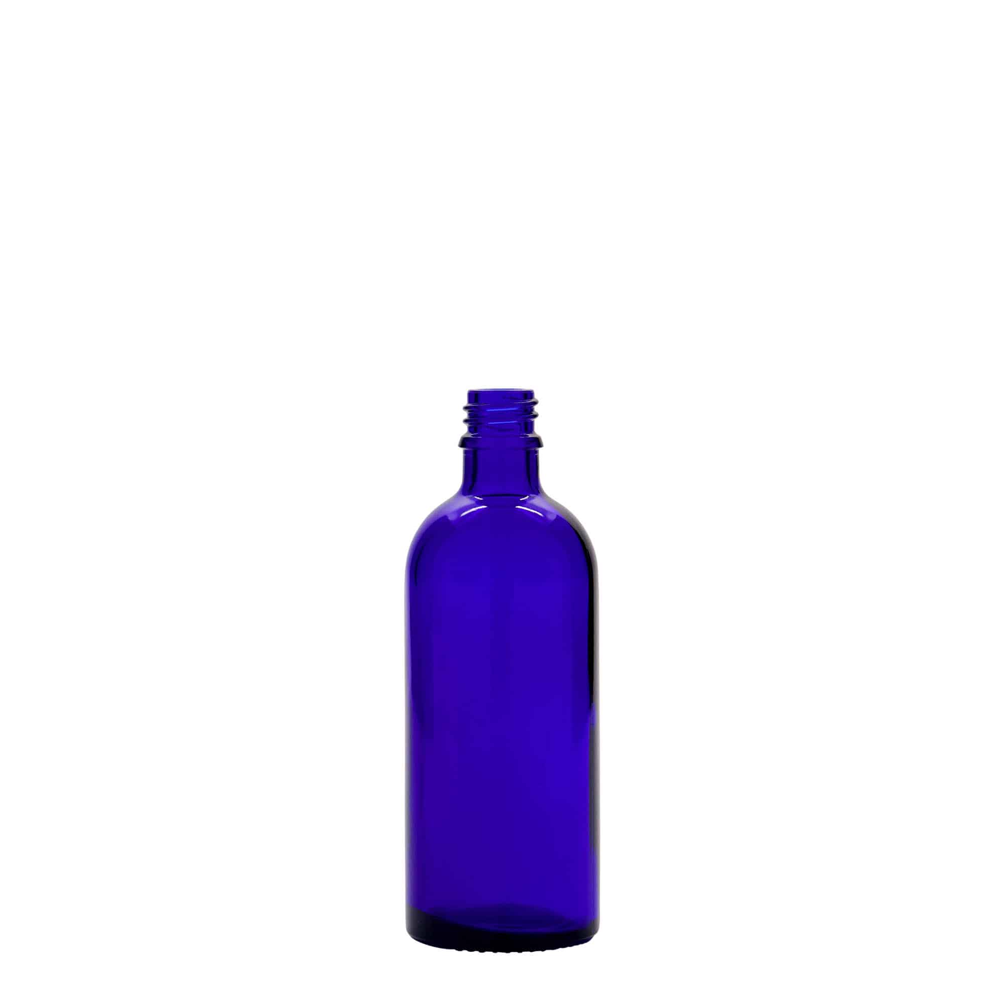 Medicinska flaša 100 ml, staklo, kraljevsko plava, otvor: DIN 18 Medicinska flaša 100 ml, staklo, kraljevsko plava, otvor: DIN 18