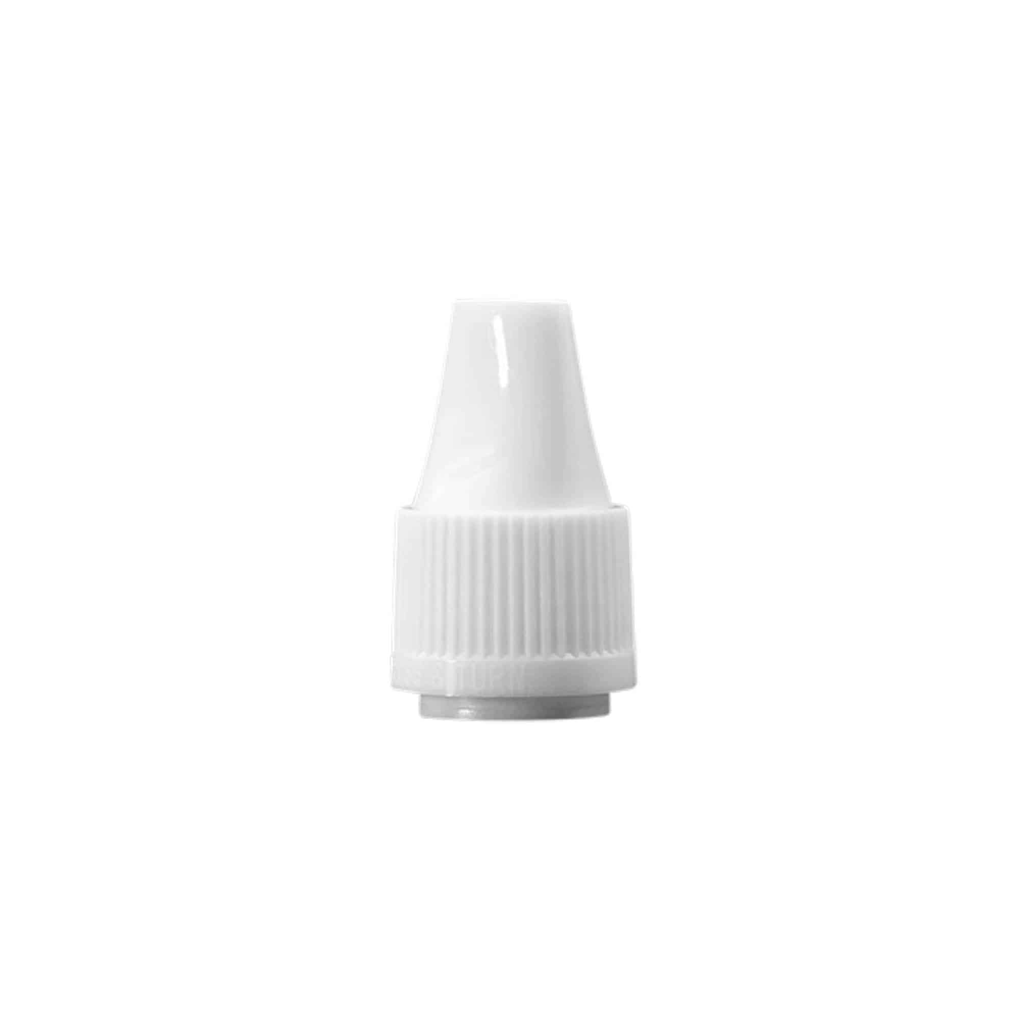 Navojni zatvarač sa sirugnosnim prstenom i zaštitom za djecu za 'E-Liquid', PP plastika, bijela Navojni zatvarač sa sirugnosnim prstenom i zaštitom za djecu za 'E-Liquid', PP plastika, bijela