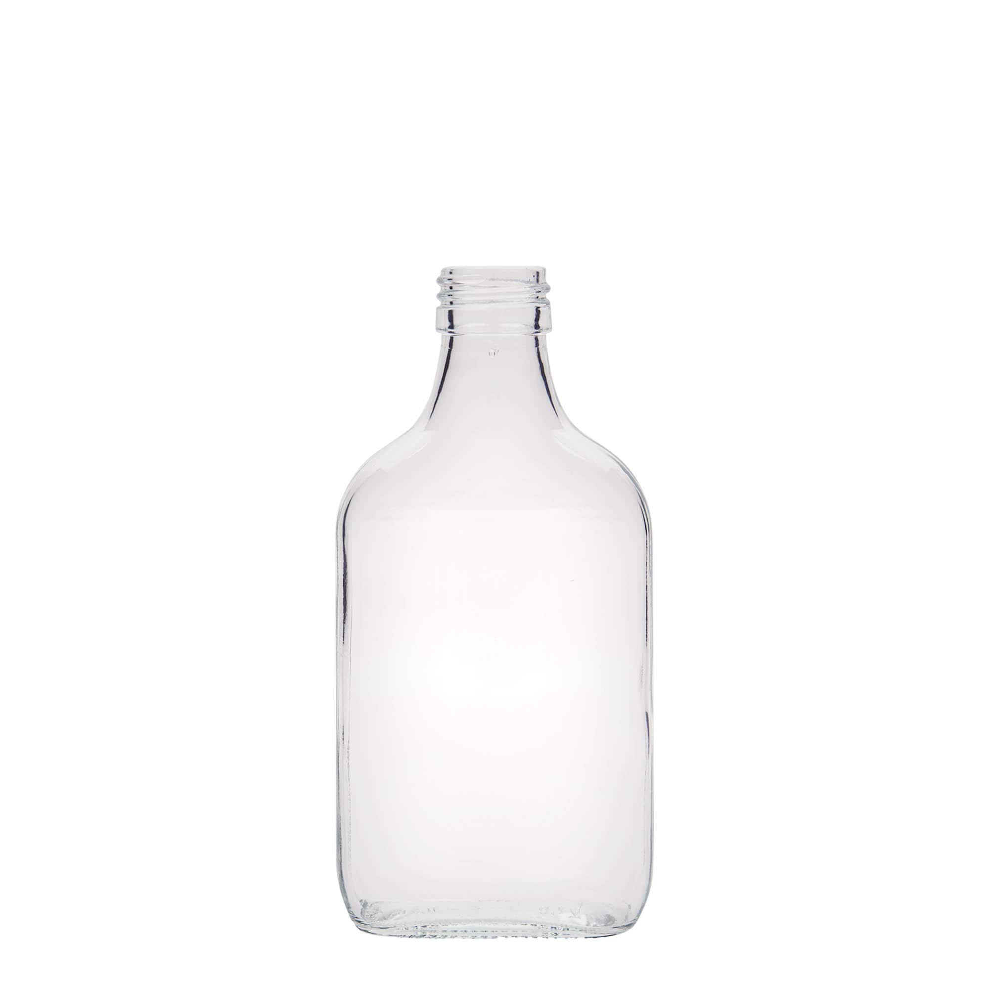 200 ml bočica za džep, pravougaona, staklo, grlo: PP 28