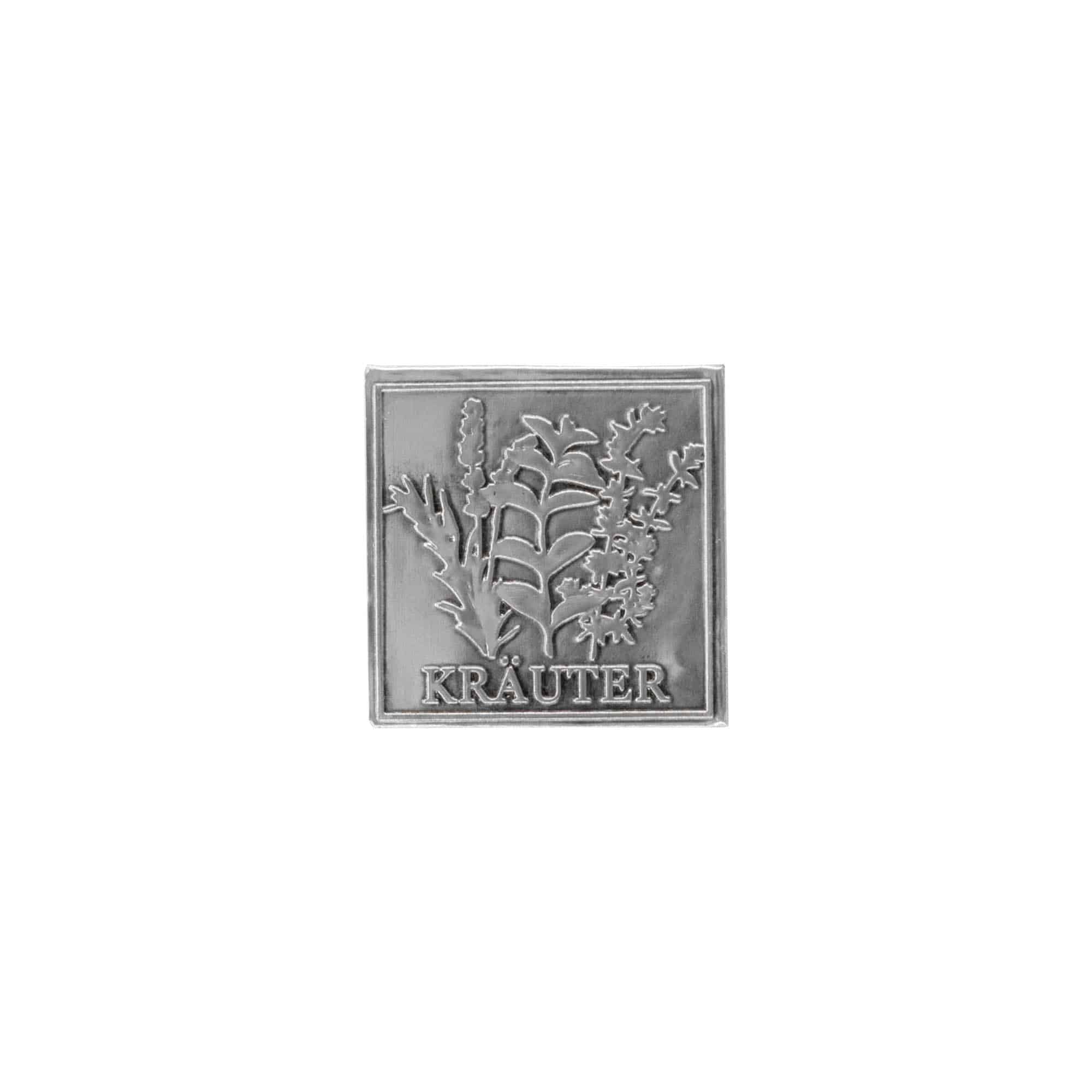 Limena etiketa 'Bilje', kvadratna, metal, srebrna Limena etiketa 'Bilje', kvadratna, metal, srebrna