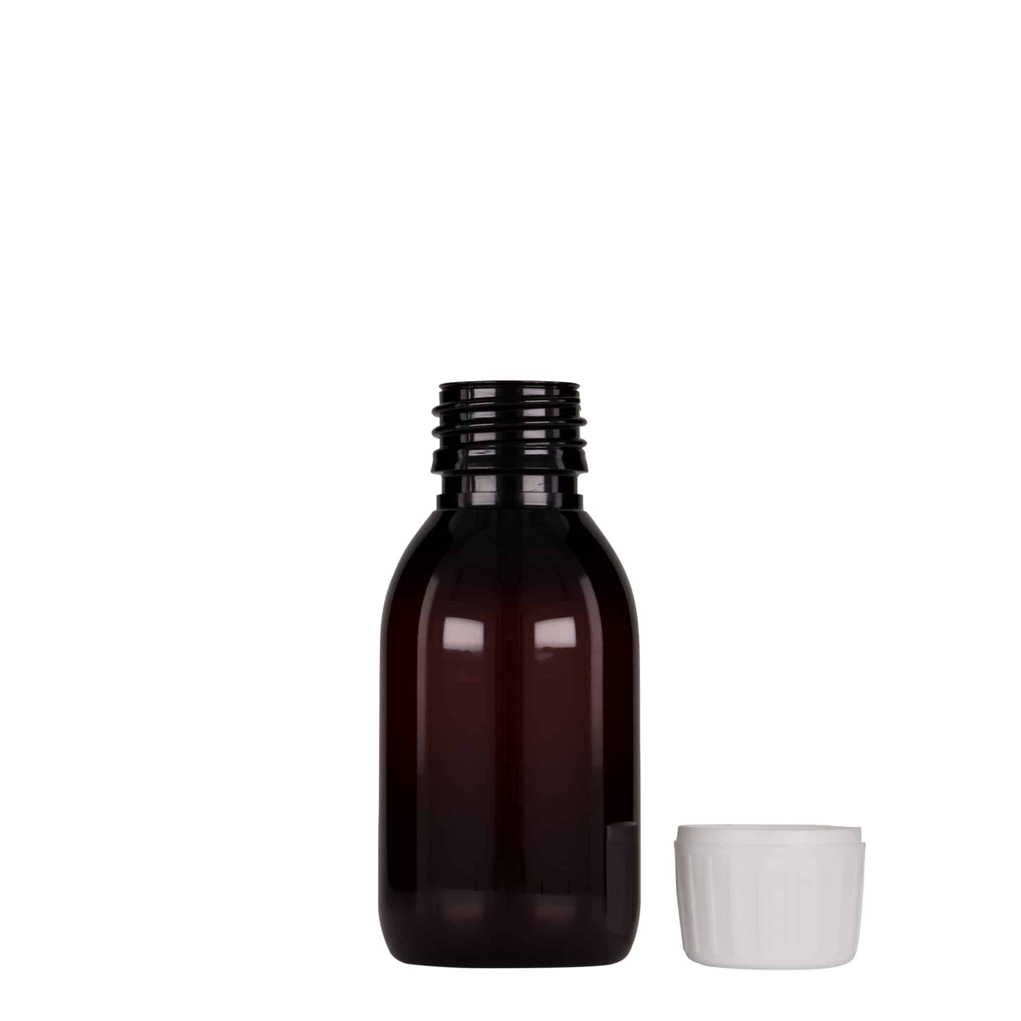 PET medicinska flaša 100 ml, smeđa, plastika, otvor: PP 28