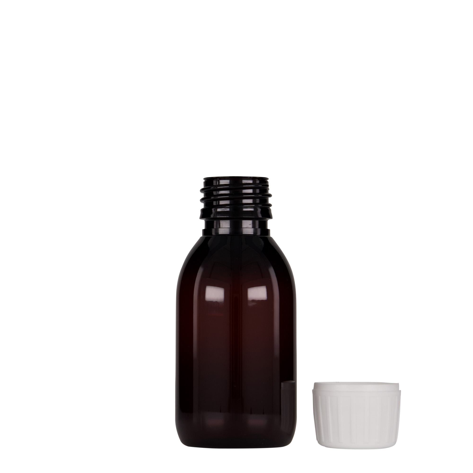 100 ml PET medicinska boca, smeđa, plastika, grlo: PP 28
