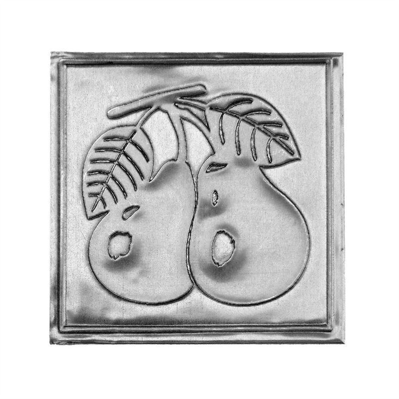 Metalna etiketa 'Kruška', kvadratna, srebrna Metalna etiketa 'Kruška', kvadratna, srebrna