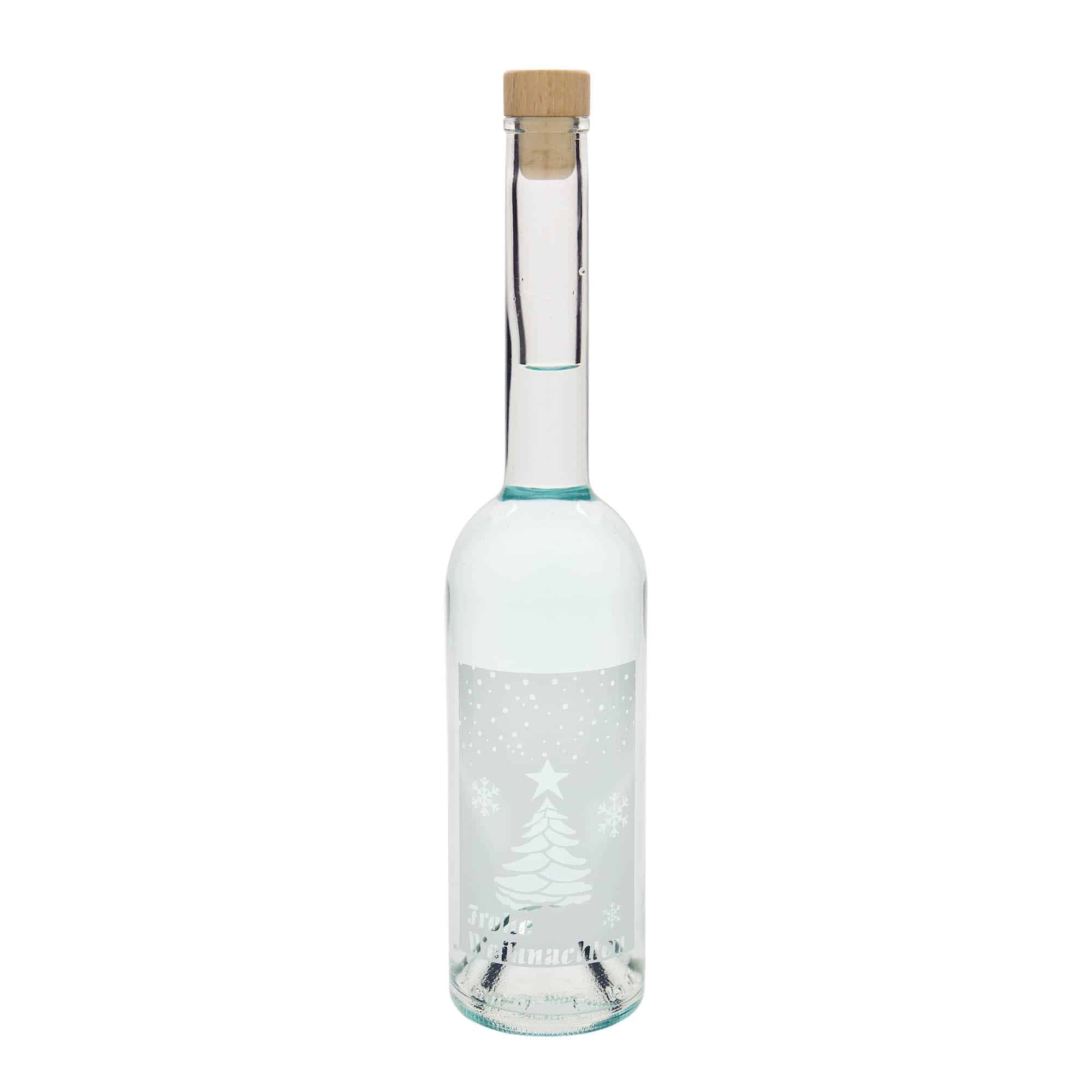 Staklena flaša 500 ml 'Opera', motiv: Bijeli Božić, otvor: Pluto
