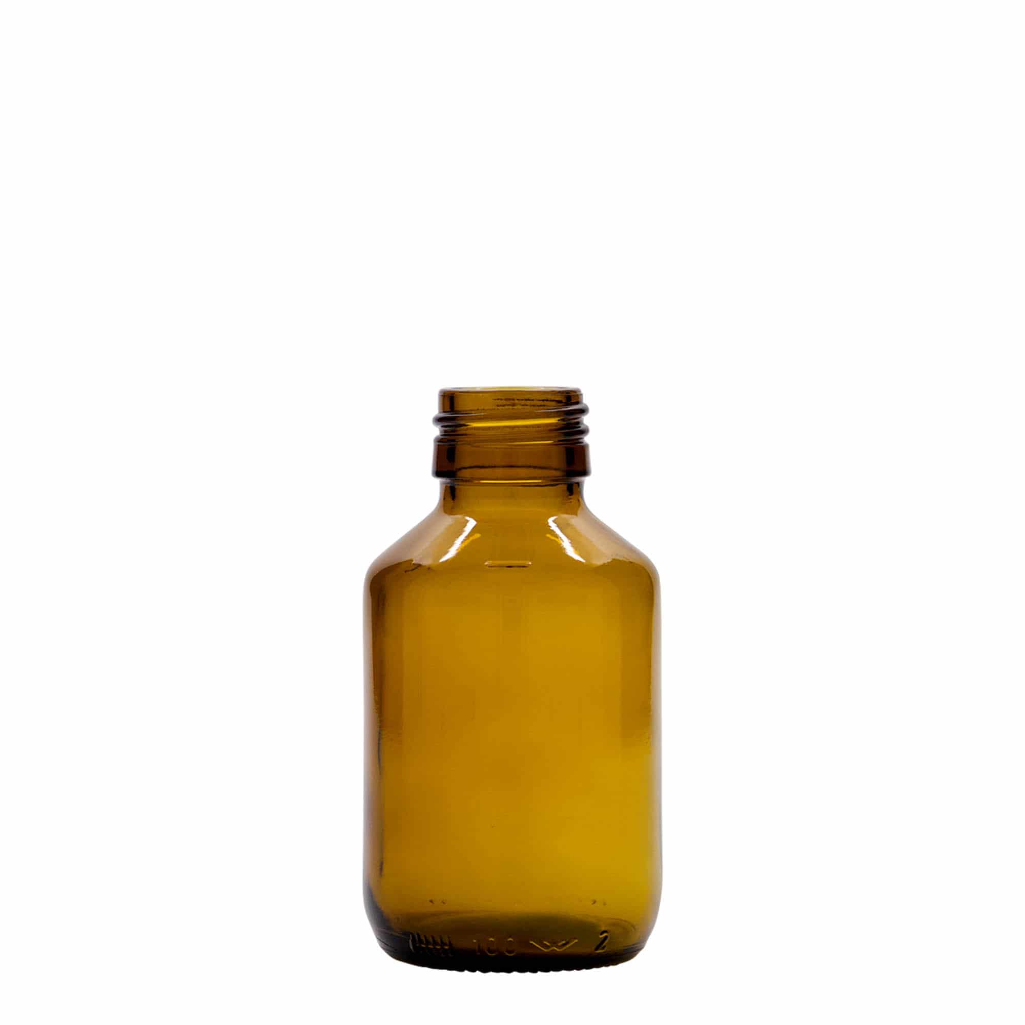 Medicinska flaša 100 ml, smeđa, staklo, otvor: PP 28