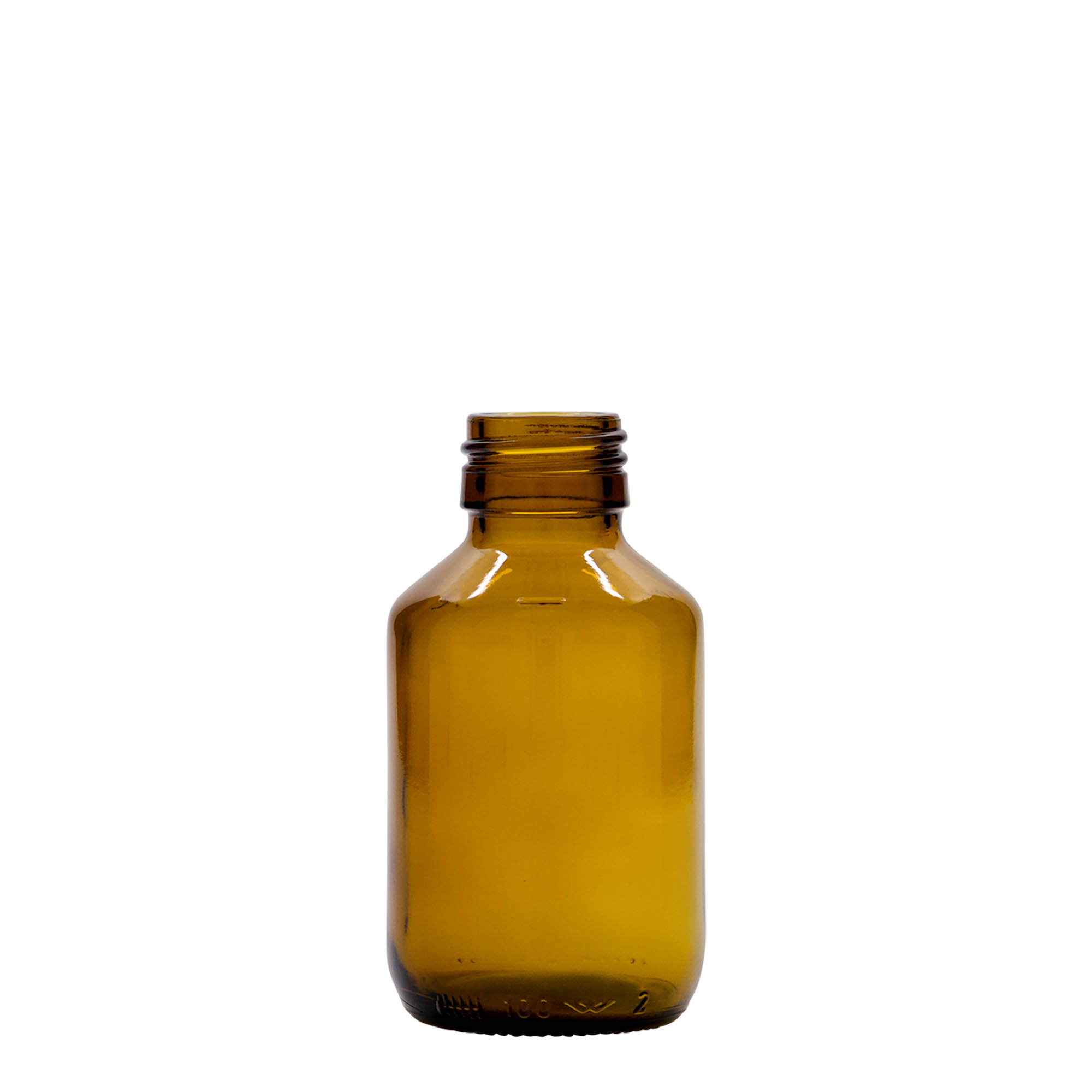 100 ml medicinska boca, smeđa, staklo, grlo: PP 28 100 ml medicinska boca, smeđa, staklo, grlo: PP 28