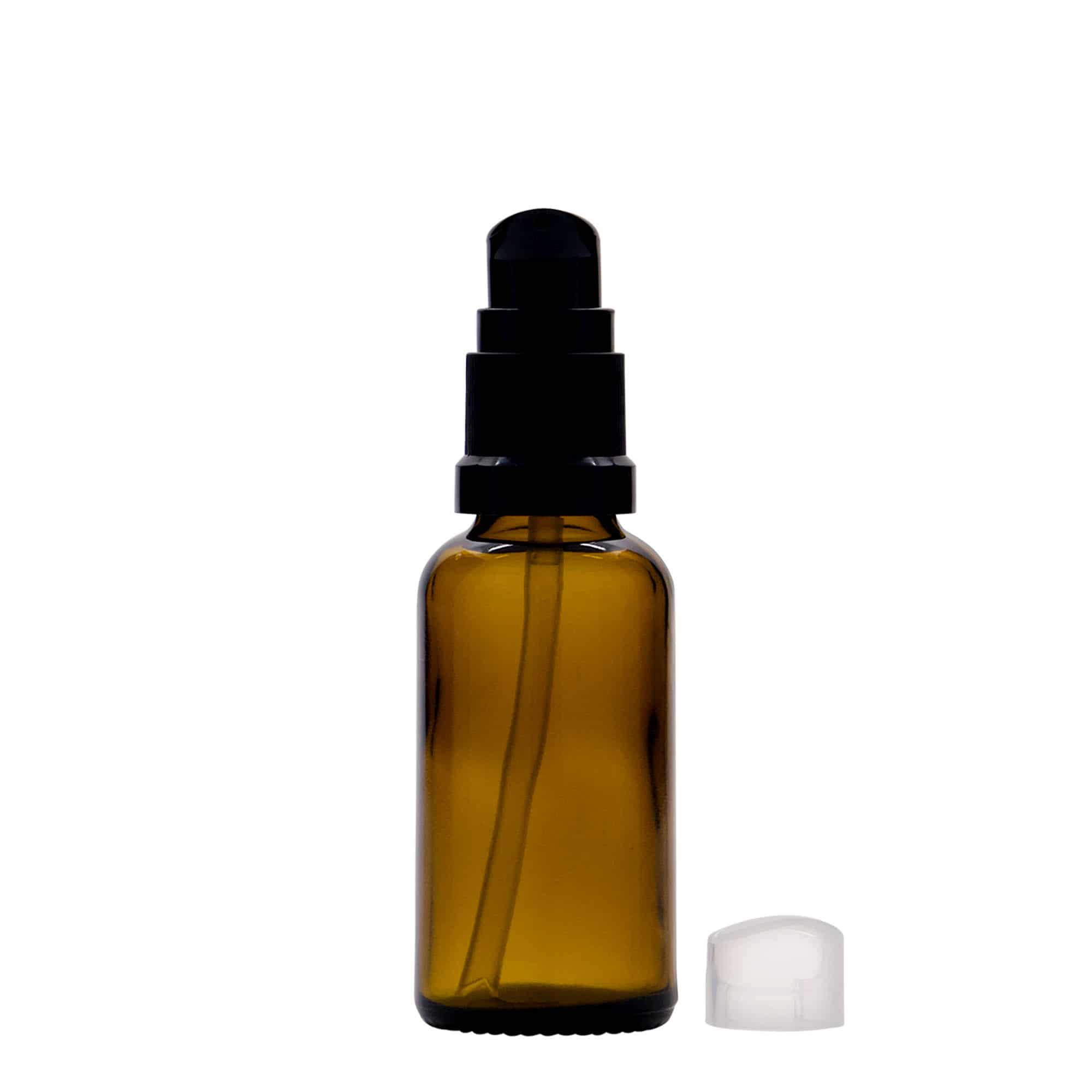 Medicinska flaša sa pumpicom za losion 30 ml, staklo, smeđa, otvor: DIN 18