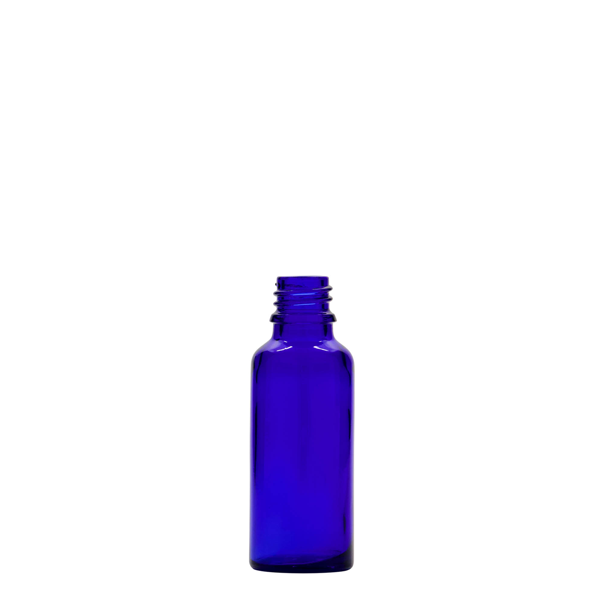 30 ml medicinska bočica, staklo, kraljevsko plava, grlo: DIN 18 30 ml medicinska bočica, staklo, kraljevsko plava, grlo: DIN 18