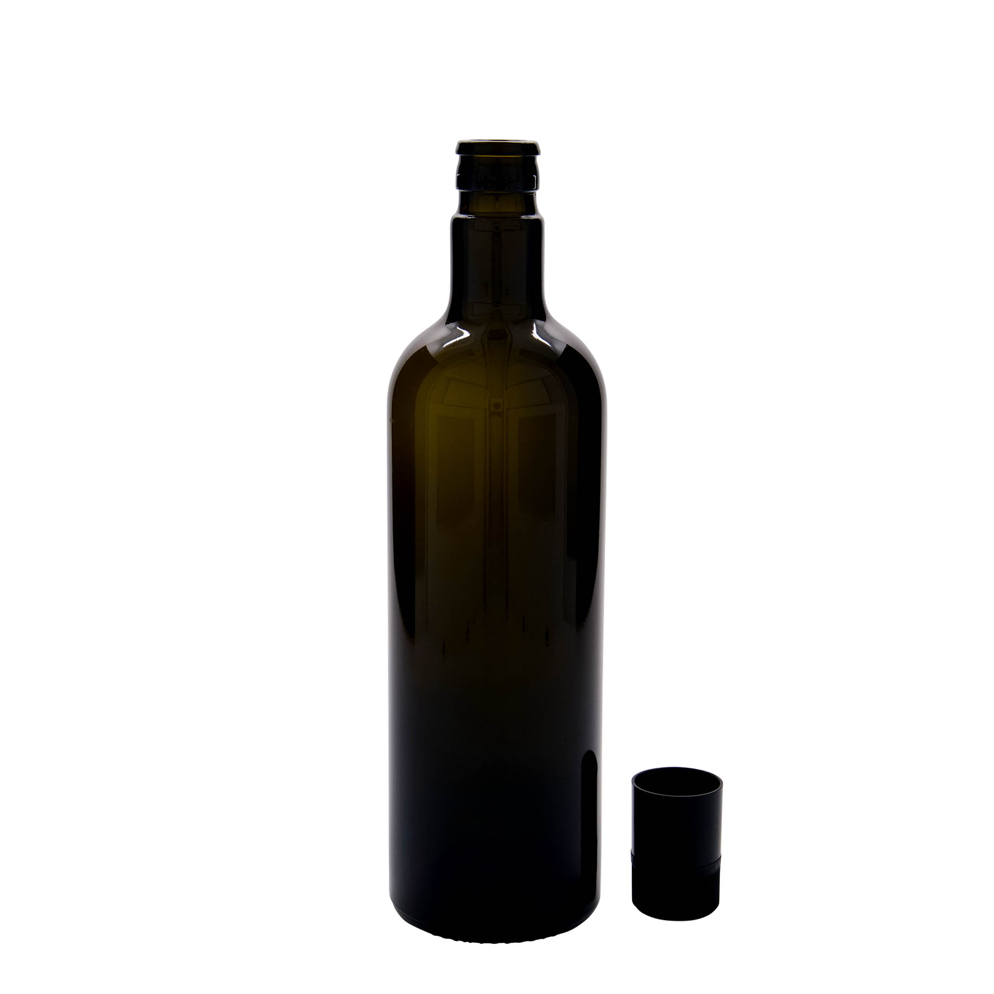 750 ml boca za sirće/ulje „Willy New“, staklo, antikno zelena, grlo: DOP