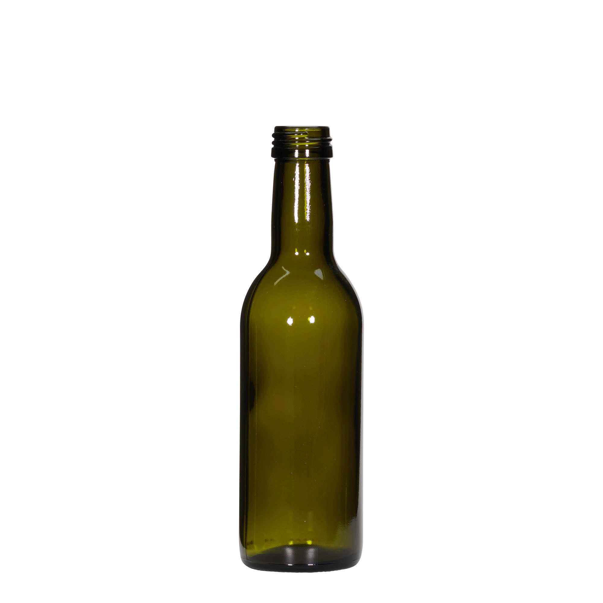 250 ml staklena boca 'Bordeaux', antikno zelena, grlo: PP 28