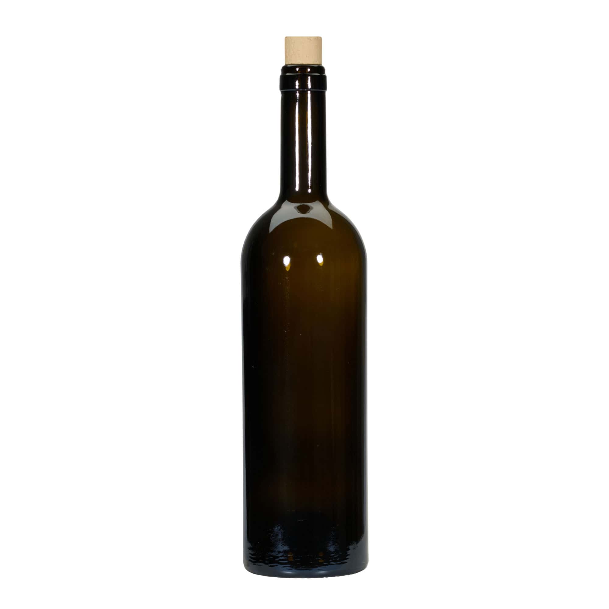 750 ml vinska boca 'Golia', antikno zelena, grlo: pluta