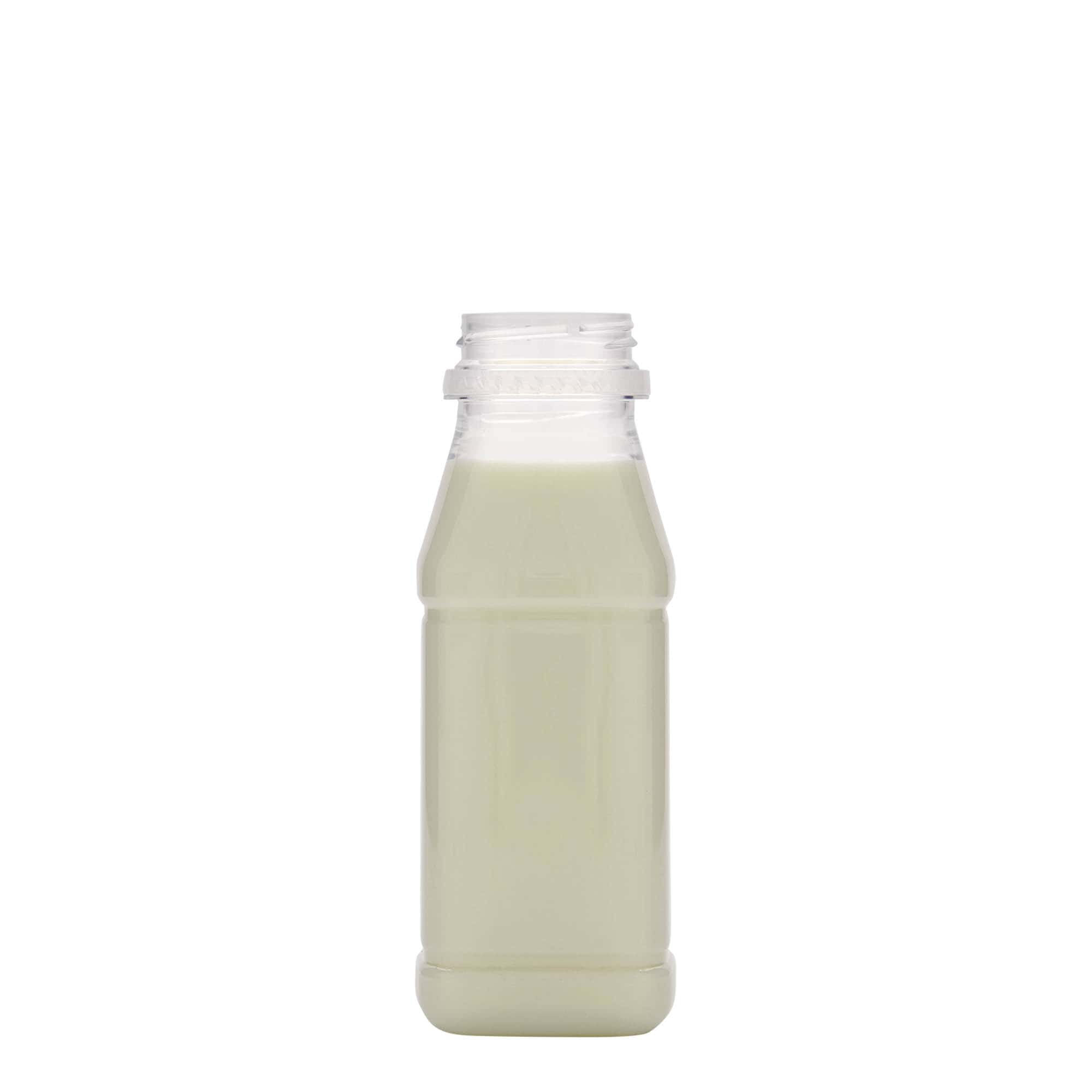 250 ml PET boca 'Milk and Juice Carré', kvadratna, plastika, grlo: 38 mm