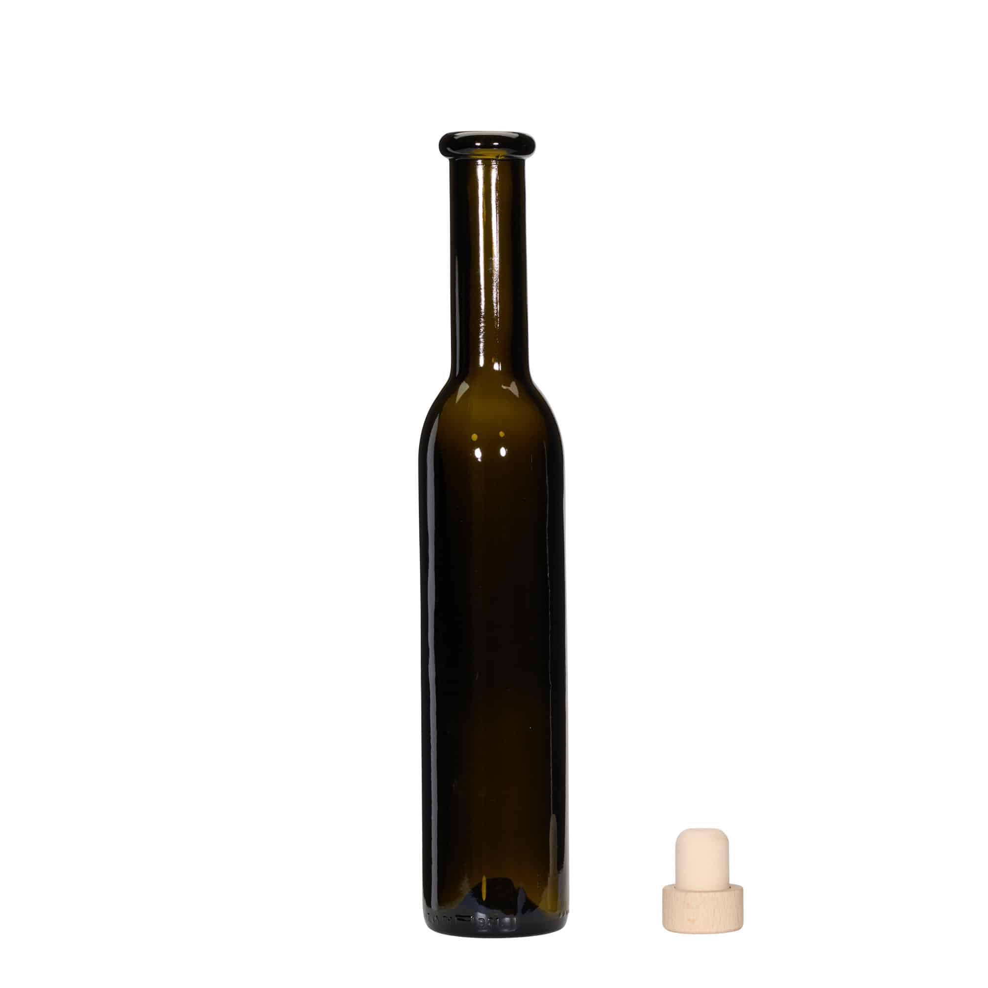 Staklena flaša 250 ml 'Rocky', antikno zelena, otvor: Pluto