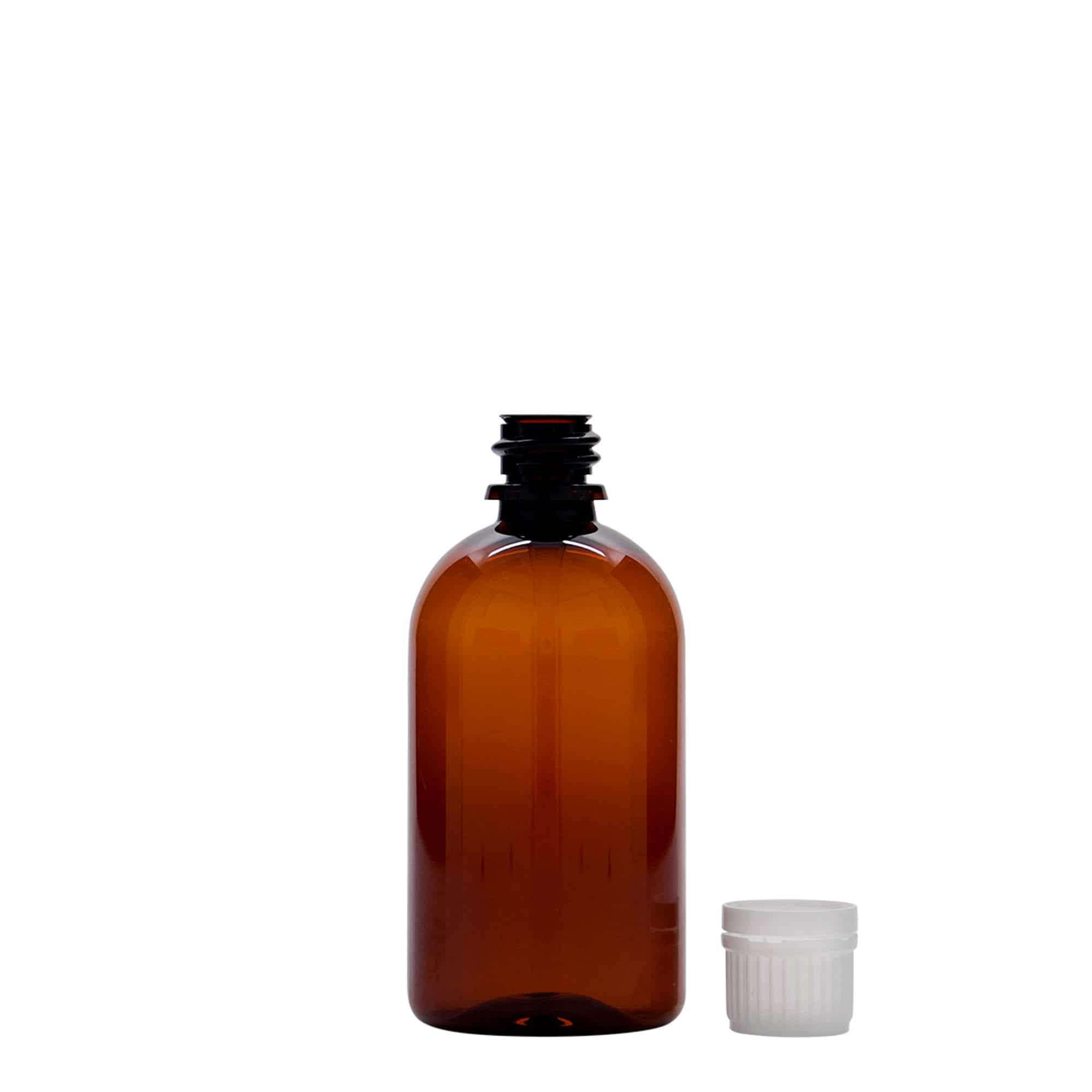 PET medicinska flaša 100 ml 'Easy Living', smeđa, plastika, otvor: DIN 18