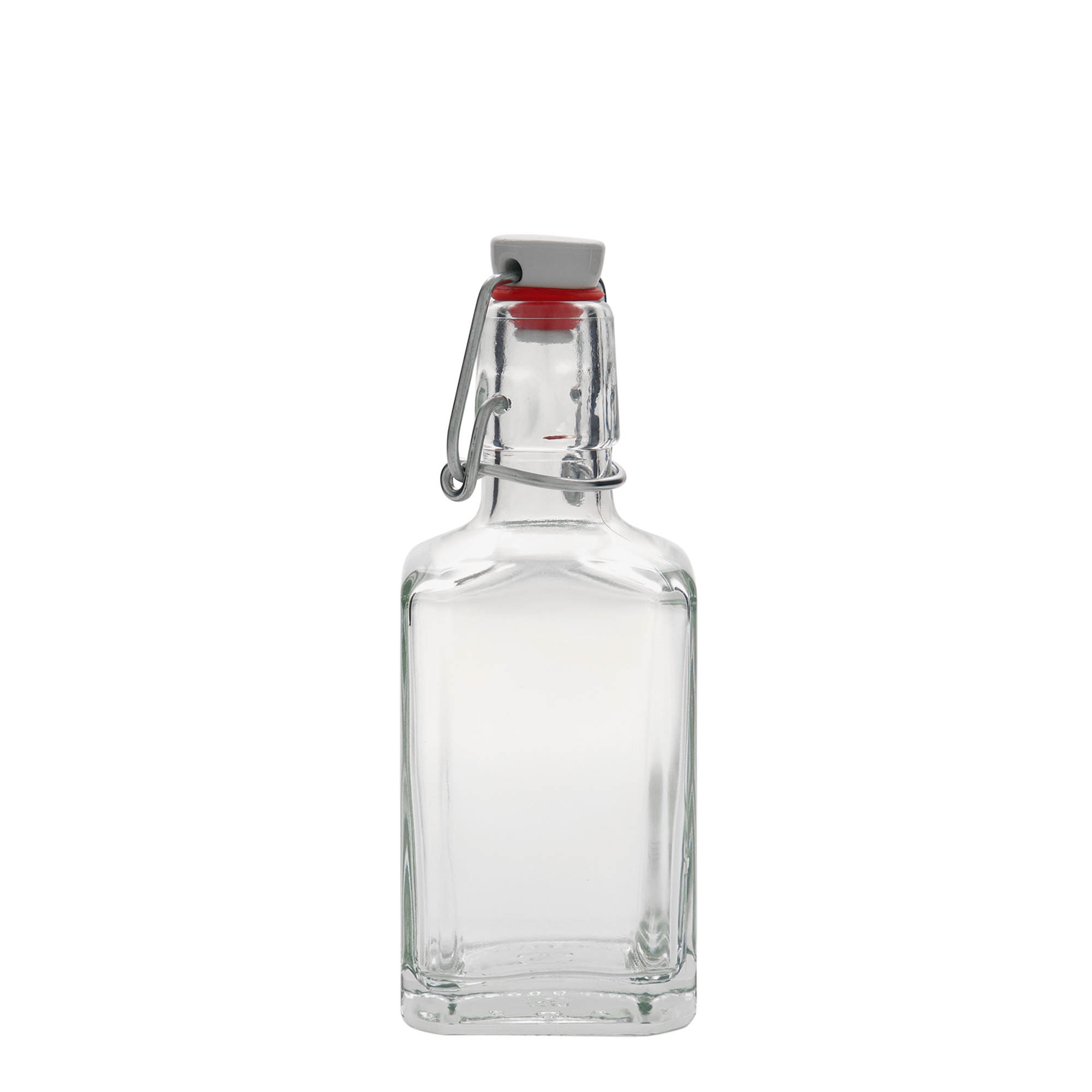 250 ml staklena boca 'Rialto', kvadratna, grlo: zatvarač s kopčom 250 ml staklena boca 'Rialto', kvadratna, grlo: zatvarač s kopčom